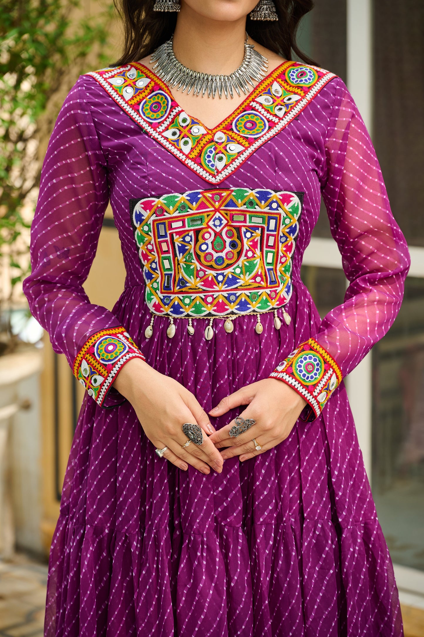 TILTON LAHERIYA PRINT PATCHWORK GOWN