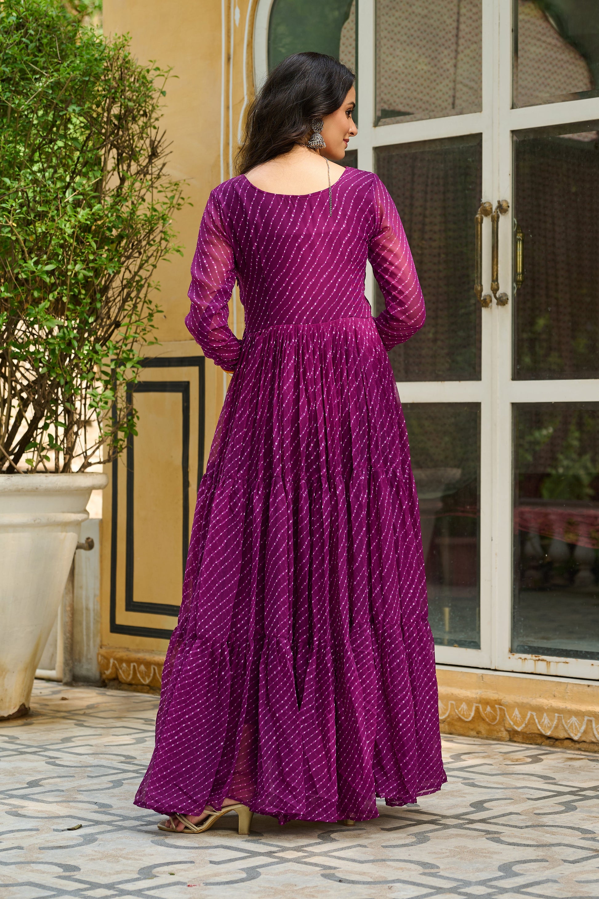 TILTON LAHERIYA PRINT PATCHWORK GOWN
