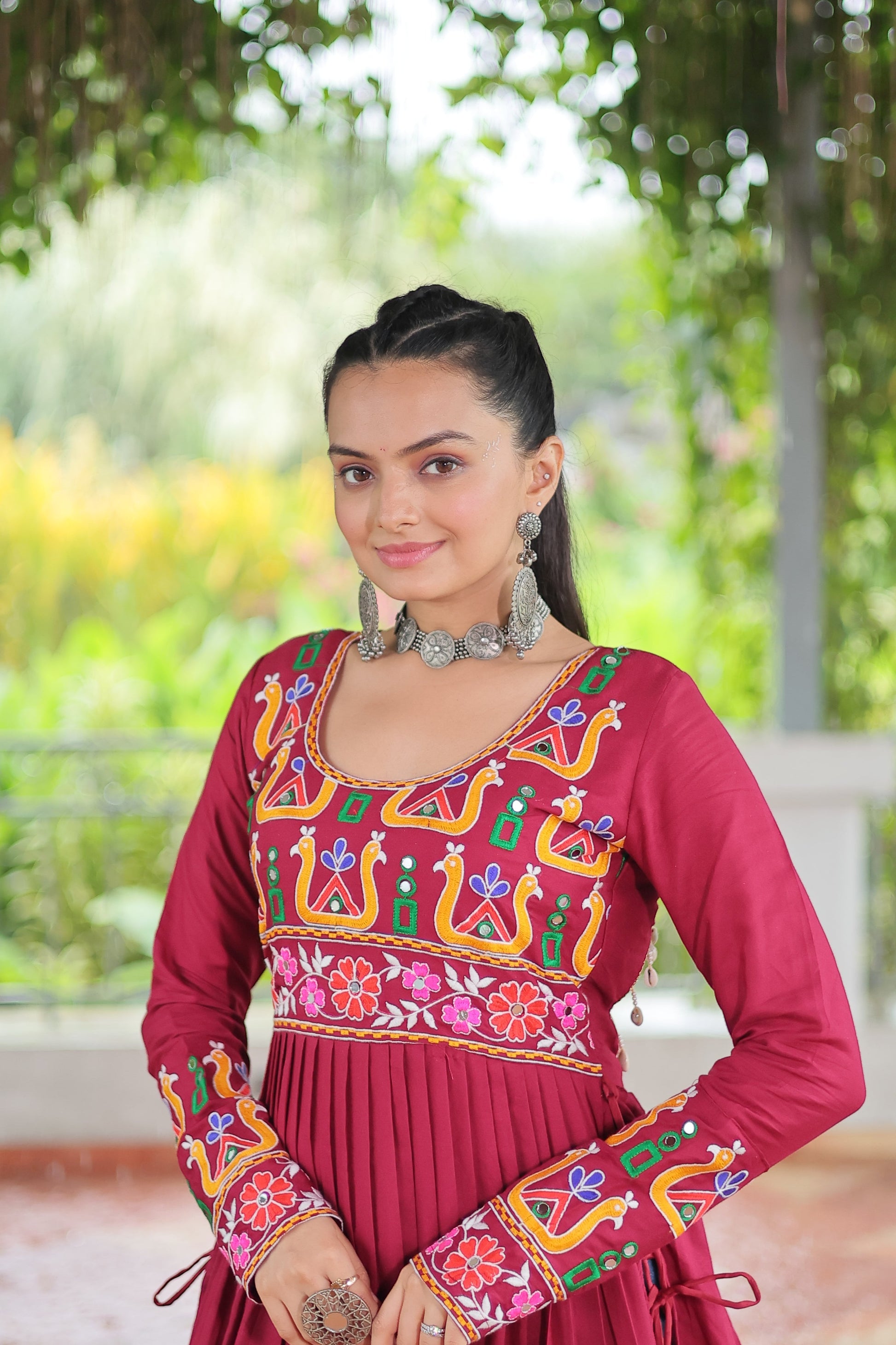 TILTON NAVRATRI SPECIAL RAYON GAMTHI WORK KURTI