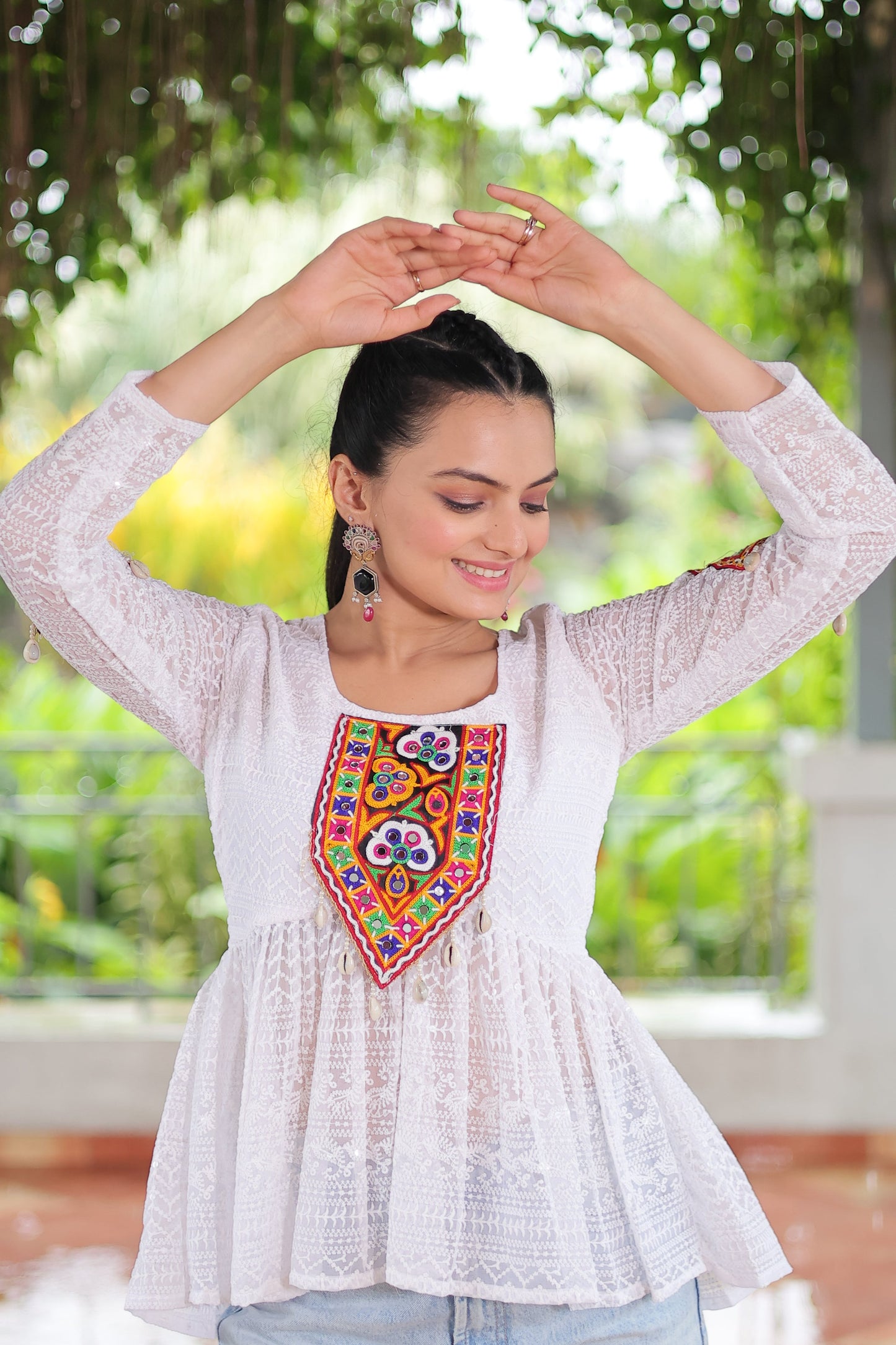 TILTON NAVRATRI SPECIAL GAMTHI PATCHWORK GEORGETTE TOP