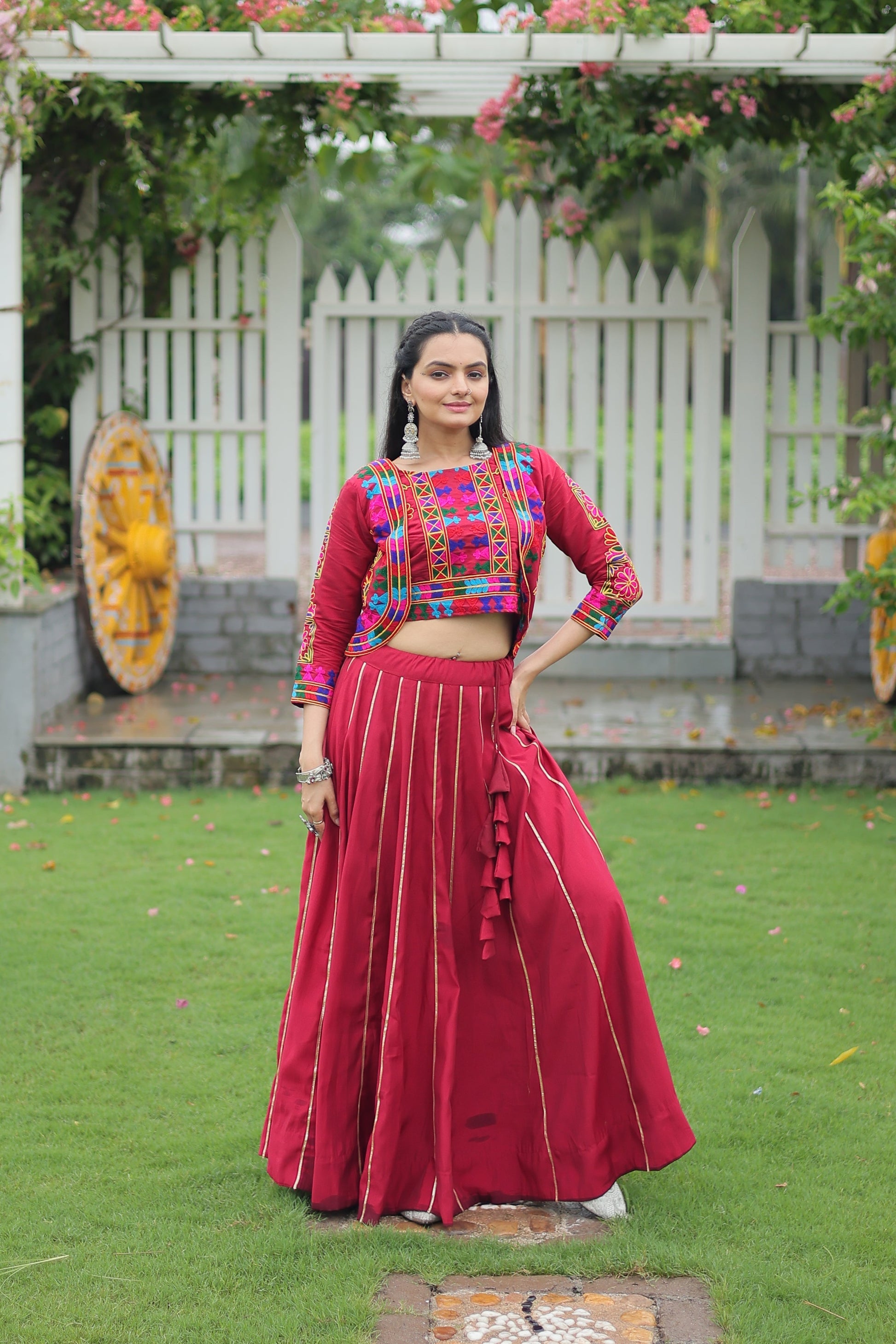 TILTON NAVRATRI SPECIAL GAMTHI EMNBROIDERED LEHENGA CHOLI WITH KOTI