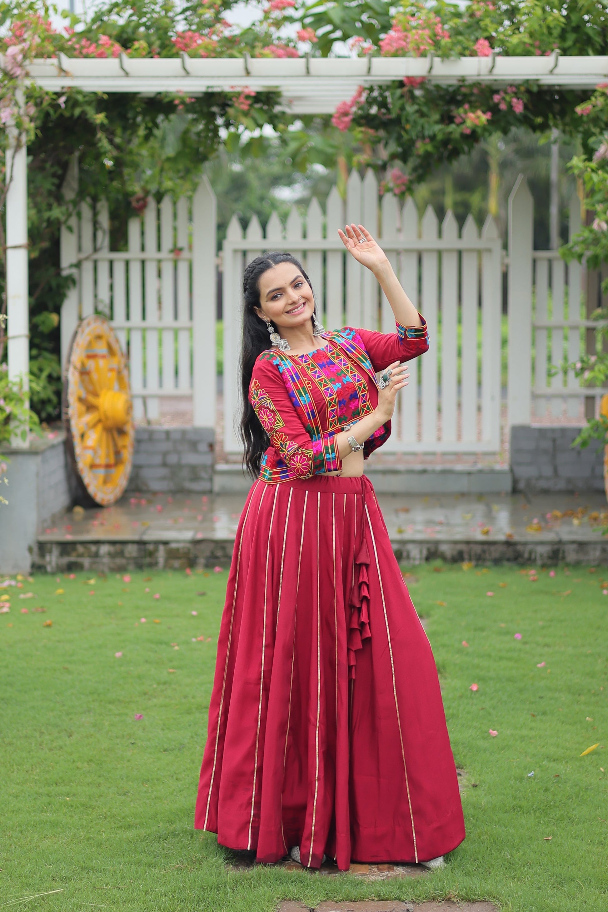 TILTON NAVRATRI SPECIAL GAMTHI EMNBROIDERED LEHENGA CHOLI WITH KOTI