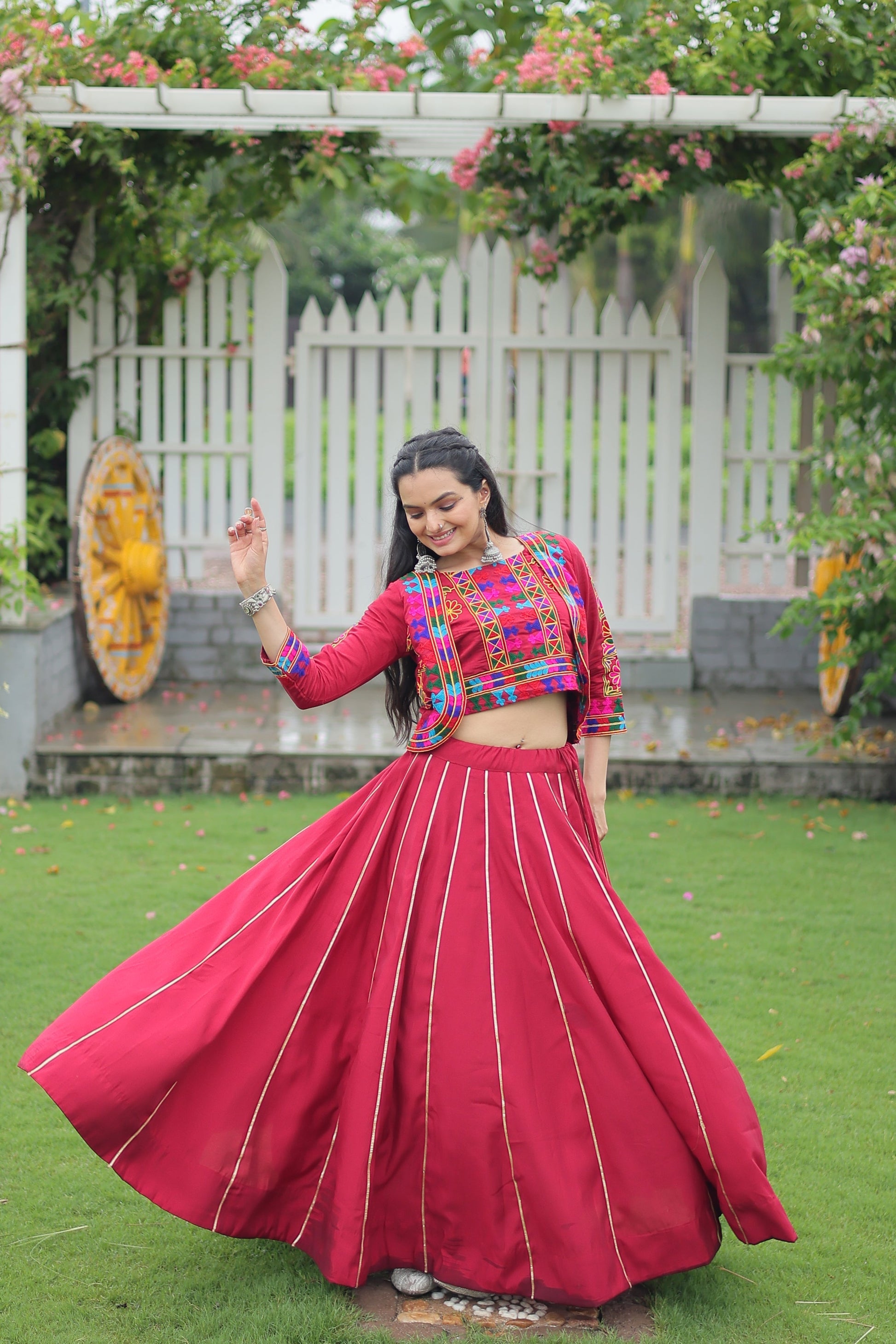 TILTON NAVRATRI SPECIAL GAMTHI EMNBROIDERED LEHENGA CHOLI WITH KOTI