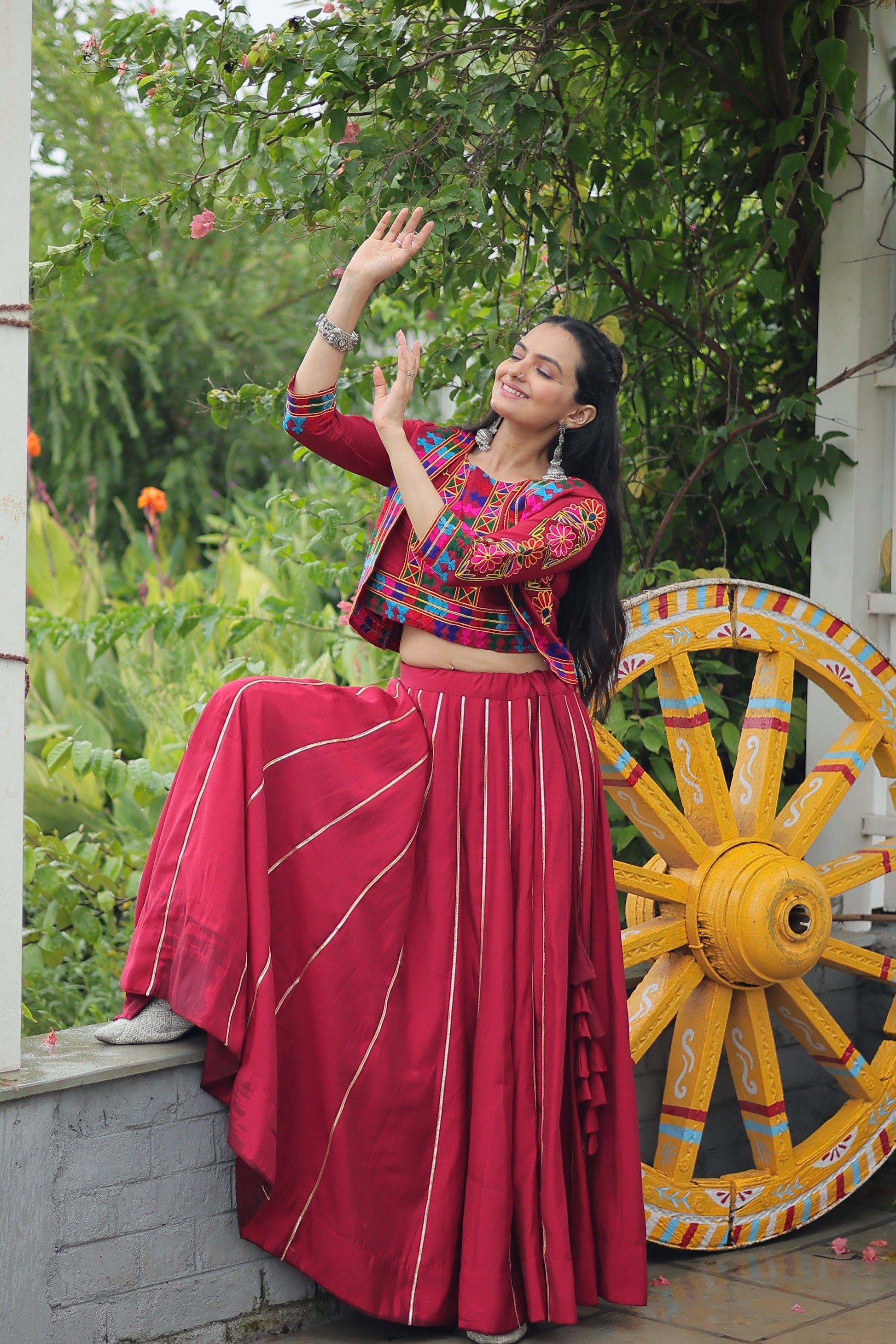 TILTON NAVRATRI SPECIAL GAMTHI EMNBROIDERED LEHENGA CHOLI WITH KOTI