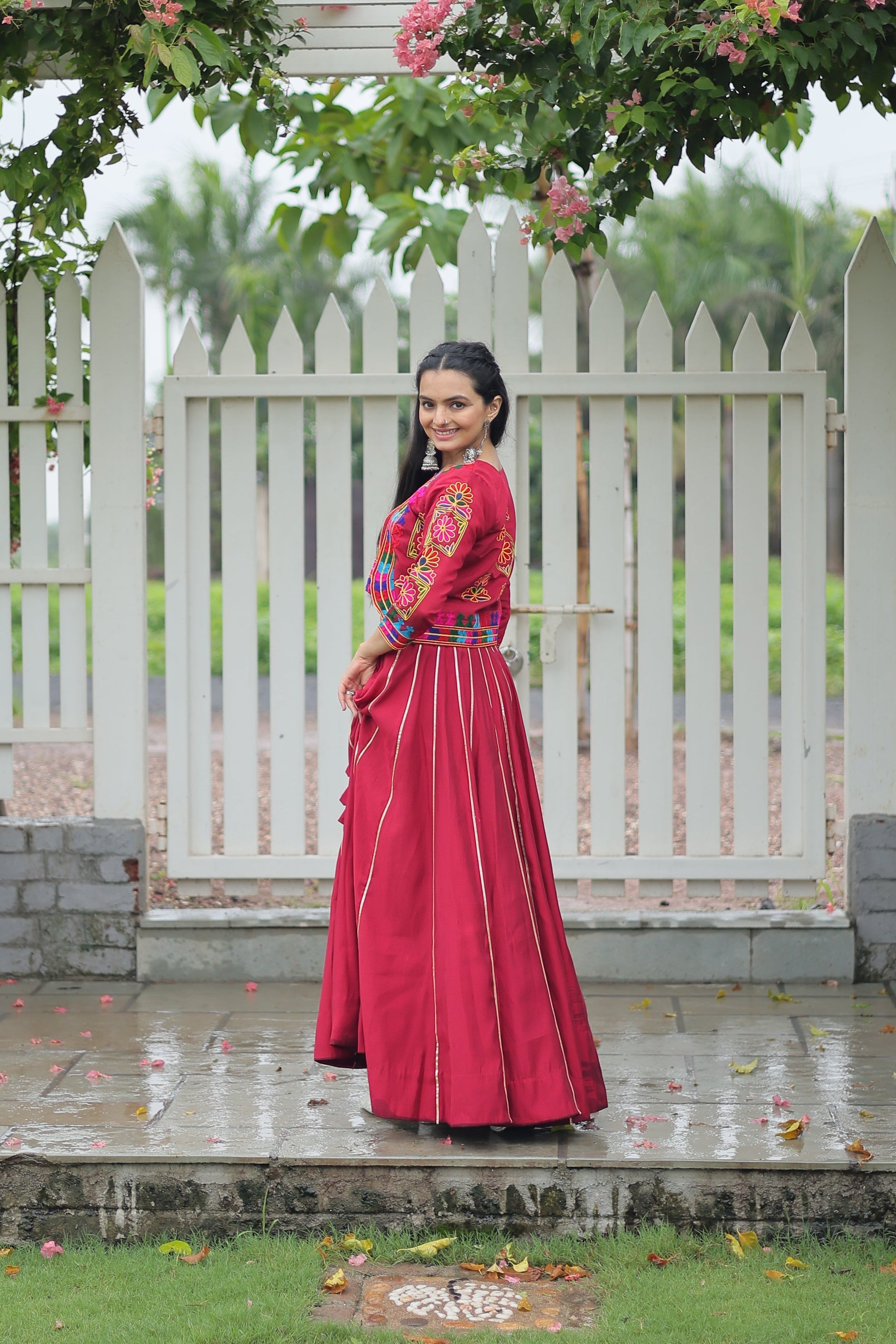 TILTON NAVRATRI SPECIAL GAMTHI EMNBROIDERED LEHENGA CHOLI WITH KOTI