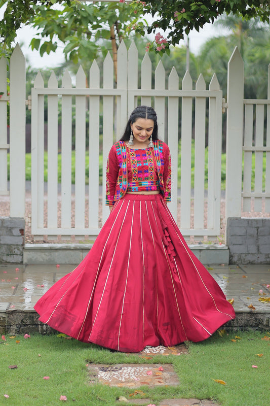 TILTON NAVRATRI SPECIAL GAMTHI EMNBROIDERED LEHENGA CHOLI WITH KOTI