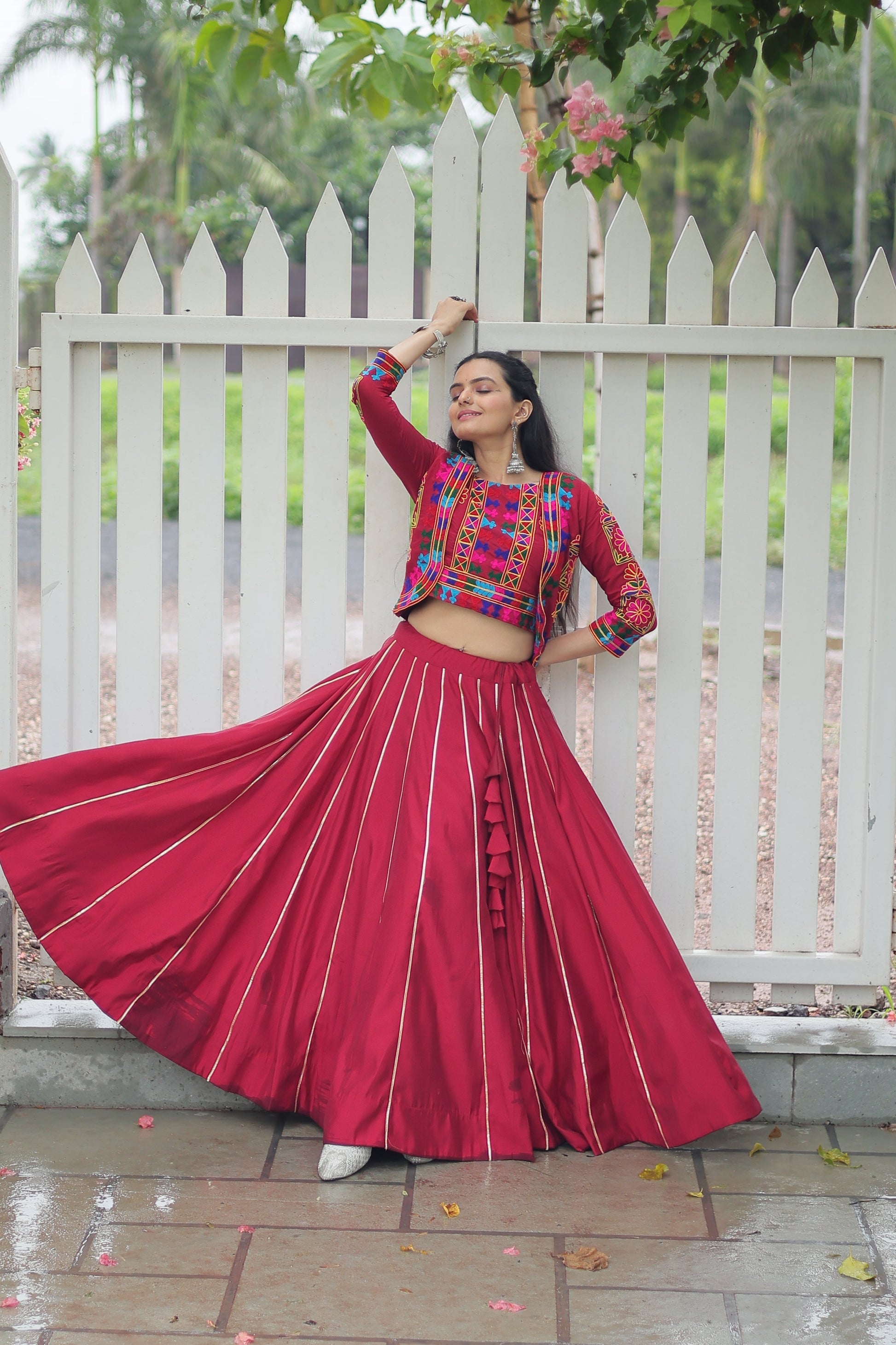 TILTON NAVRATRI SPECIAL GAMTHI EMNBROIDERED LEHENGA CHOLI WITH KOTI