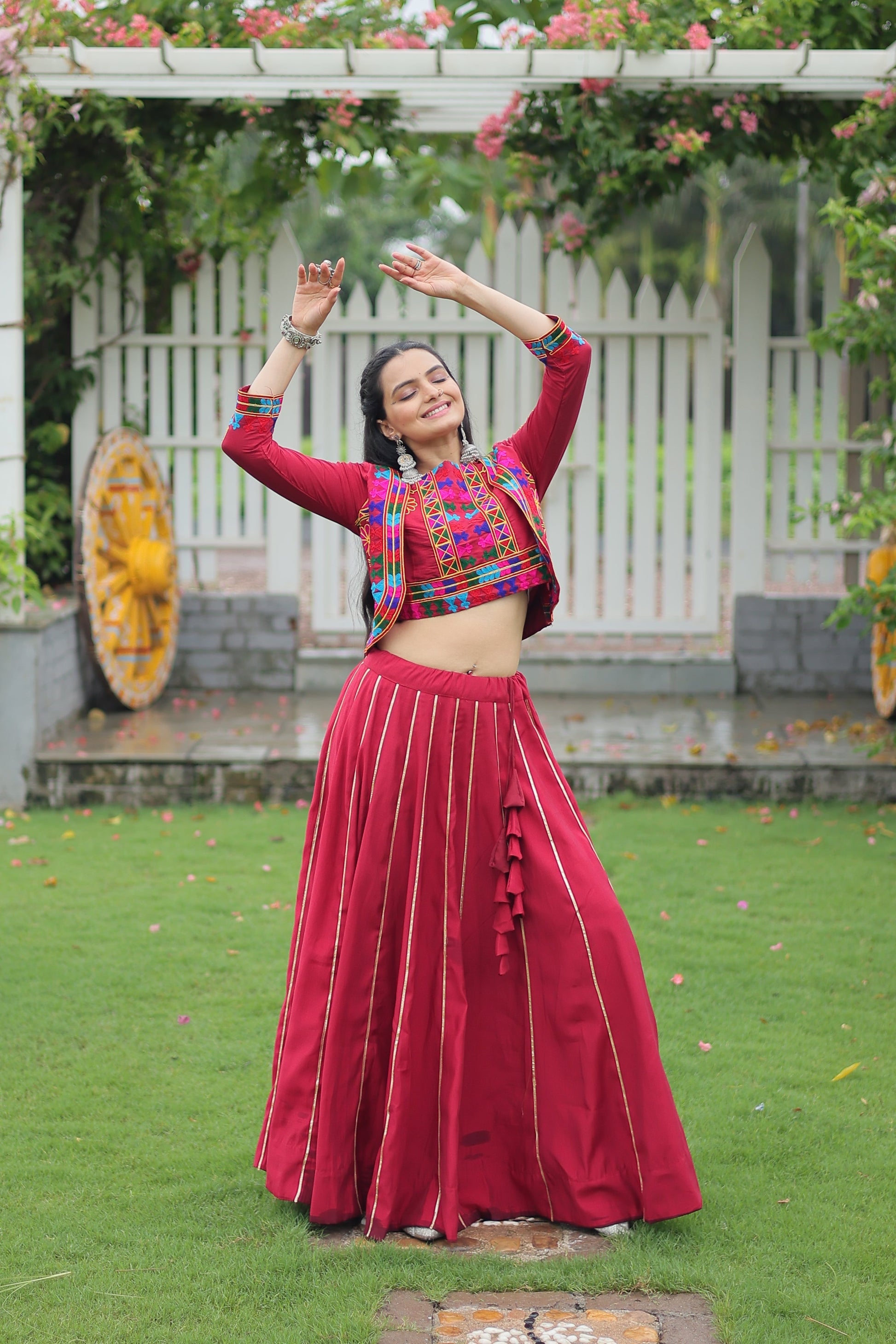 TILTON NAVRATRI SPECIAL GAMTHI EMNBROIDERED LEHENGA CHOLI WITH KOTI