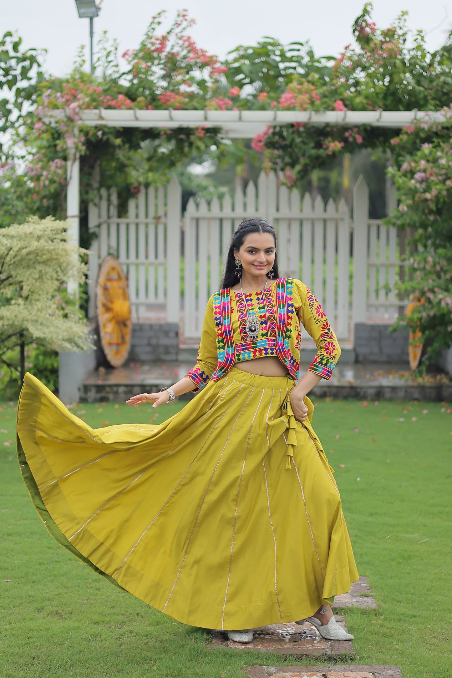 TILTON NAVRATRI SPECIAL GAMTHI EMNBROIDERED LEHENGA CHOLI WITH KOTI