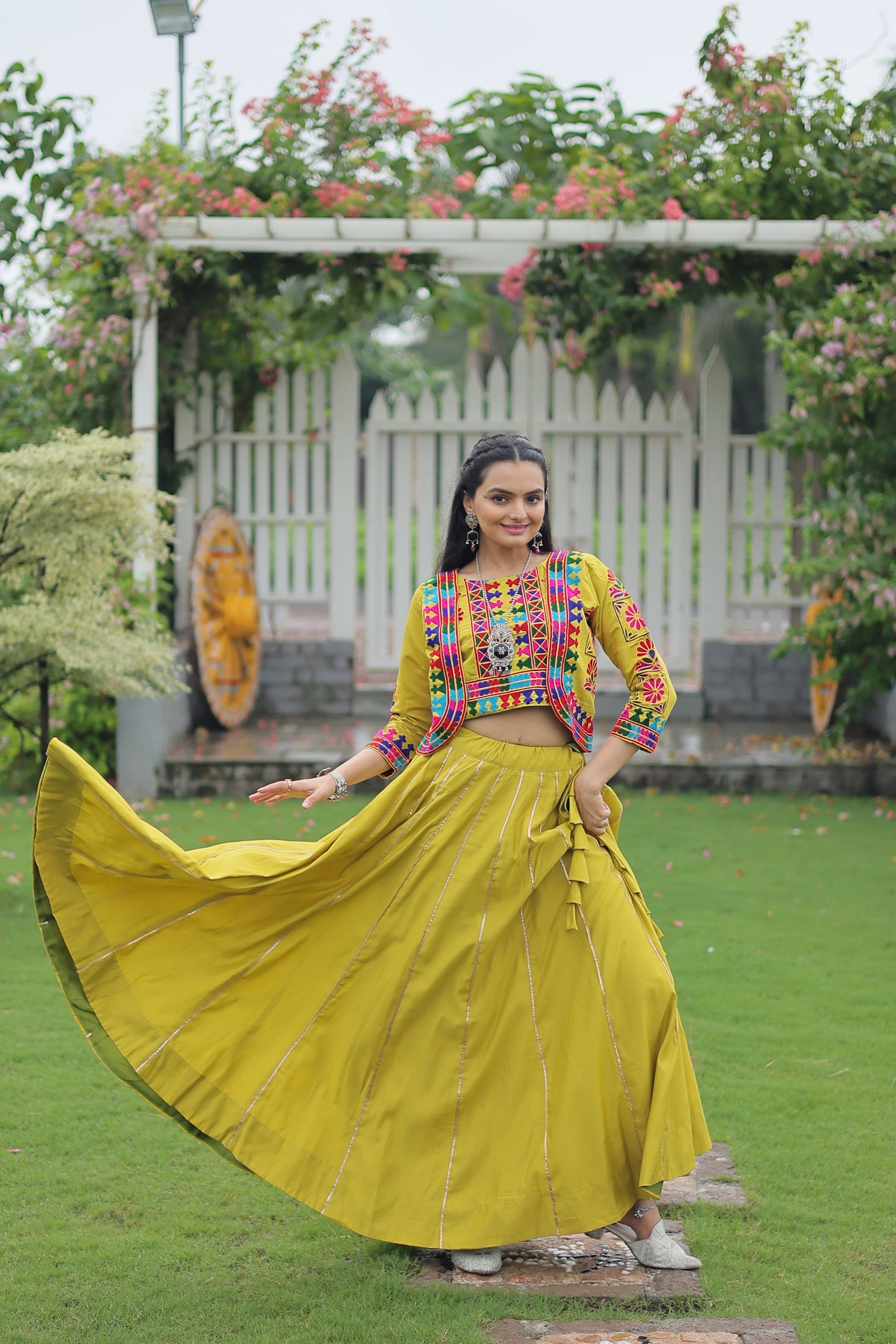 TILTON NAVRATRI SPECIAL GAMTHI EMNBROIDERED LEHENGA CHOLI WITH KOTI