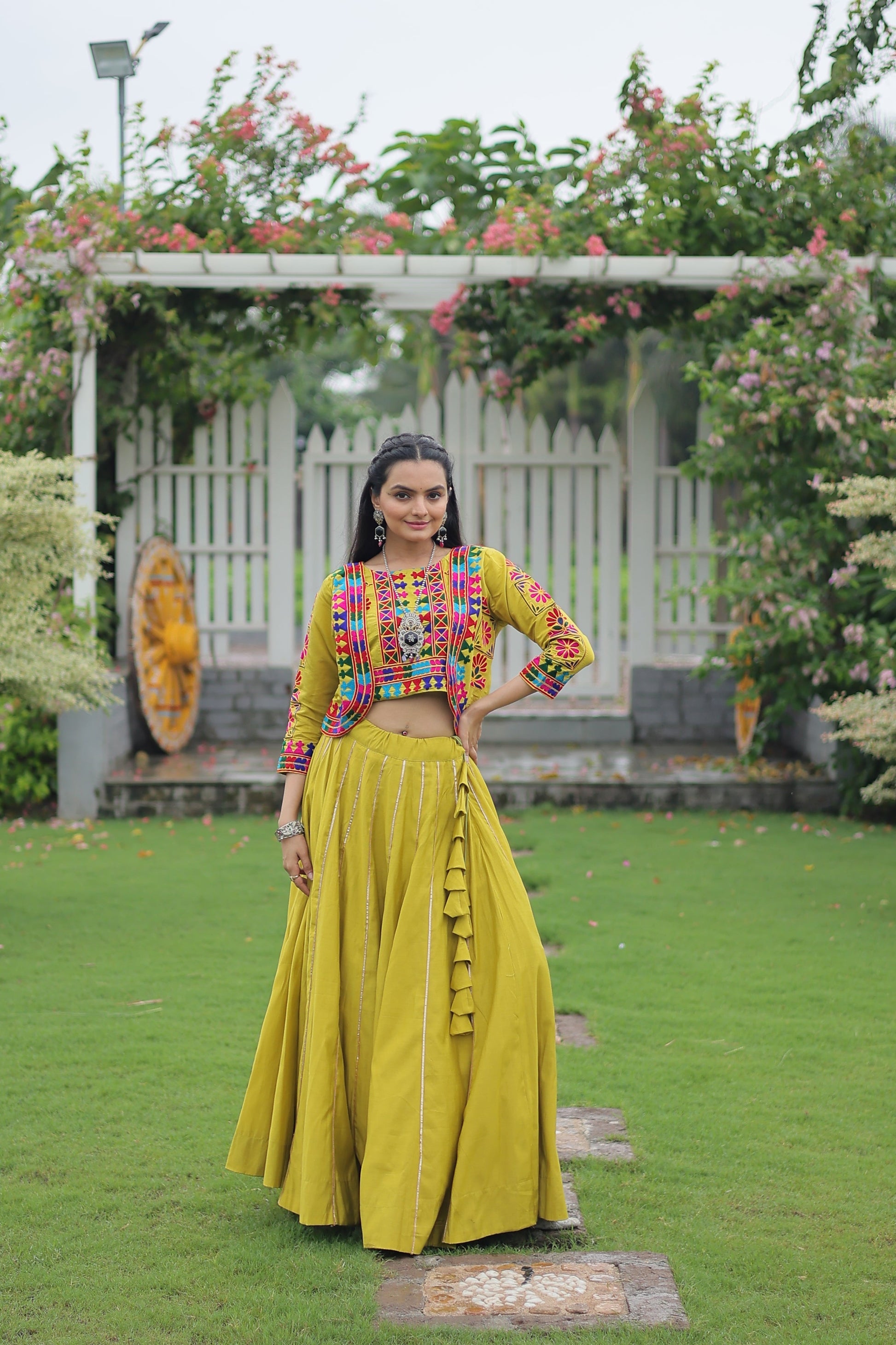 TILTON NAVRATRI SPECIAL GAMTHI EMNBROIDERED LEHENGA CHOLI WITH KOTI