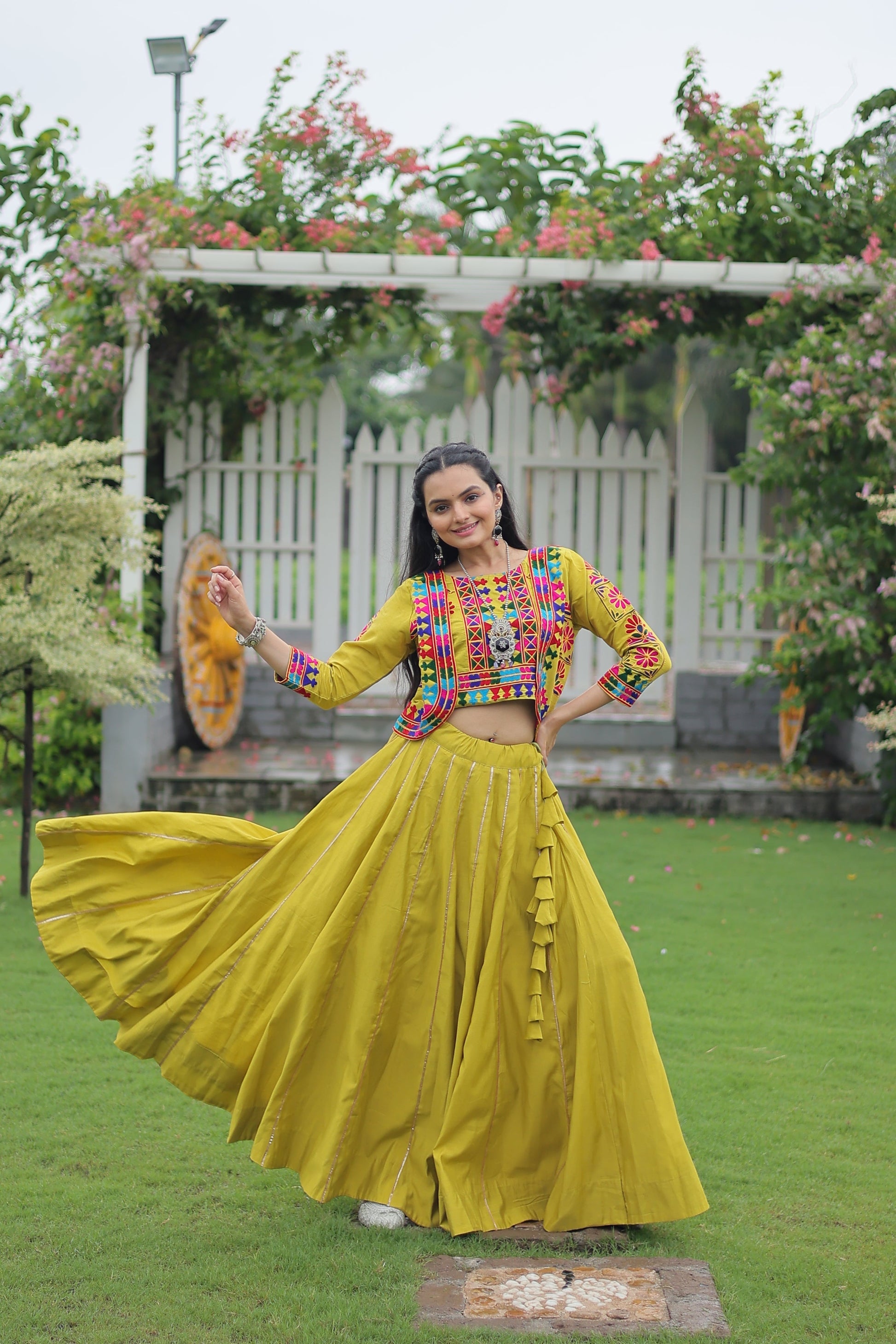TILTON NAVRATRI SPECIAL GAMTHI EMNBROIDERED LEHENGA CHOLI WITH KOTI