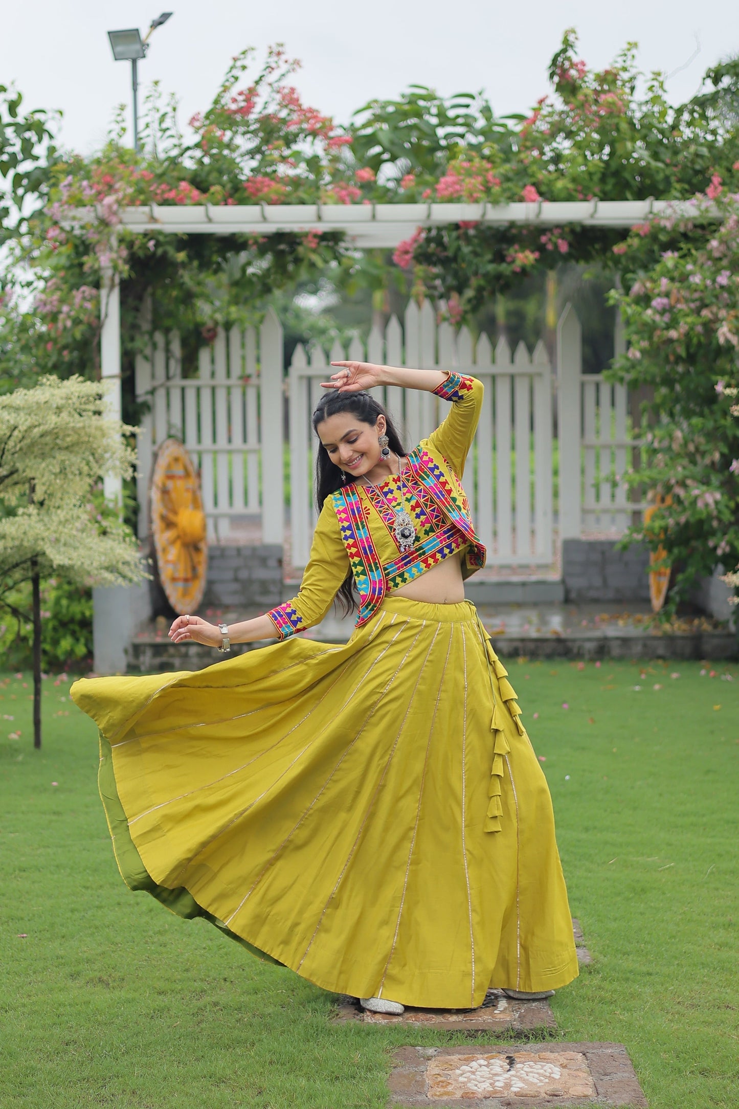 TILTON NAVRATRI SPECIAL GAMTHI EMNBROIDERED LEHENGA CHOLI WITH KOTI