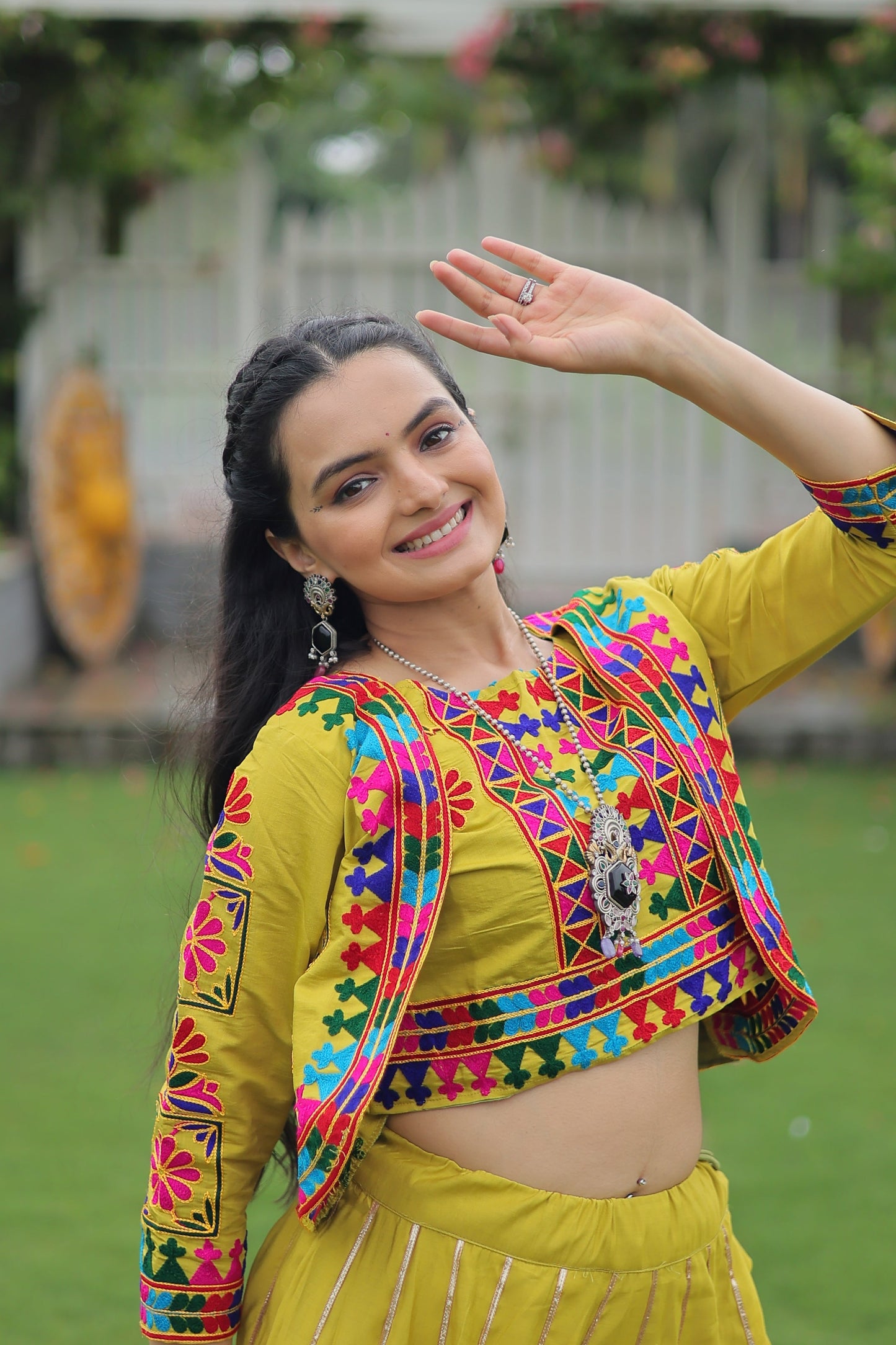TILTON NAVRATRI SPECIAL GAMTHI EMNBROIDERED LEHENGA CHOLI WITH KOTI