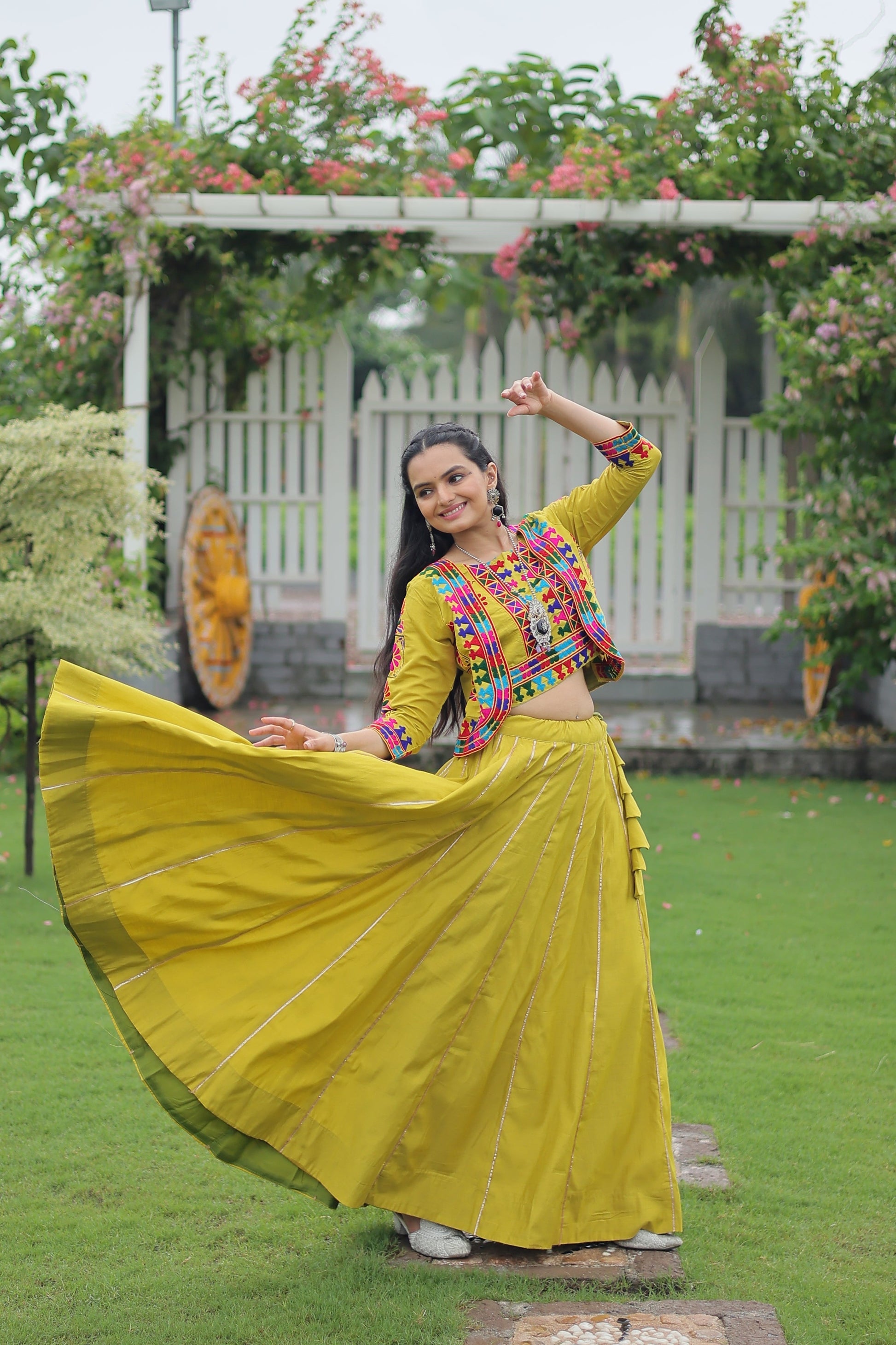 TILTON NAVRATRI SPECIAL GAMTHI EMNBROIDERED LEHENGA CHOLI WITH KOTI