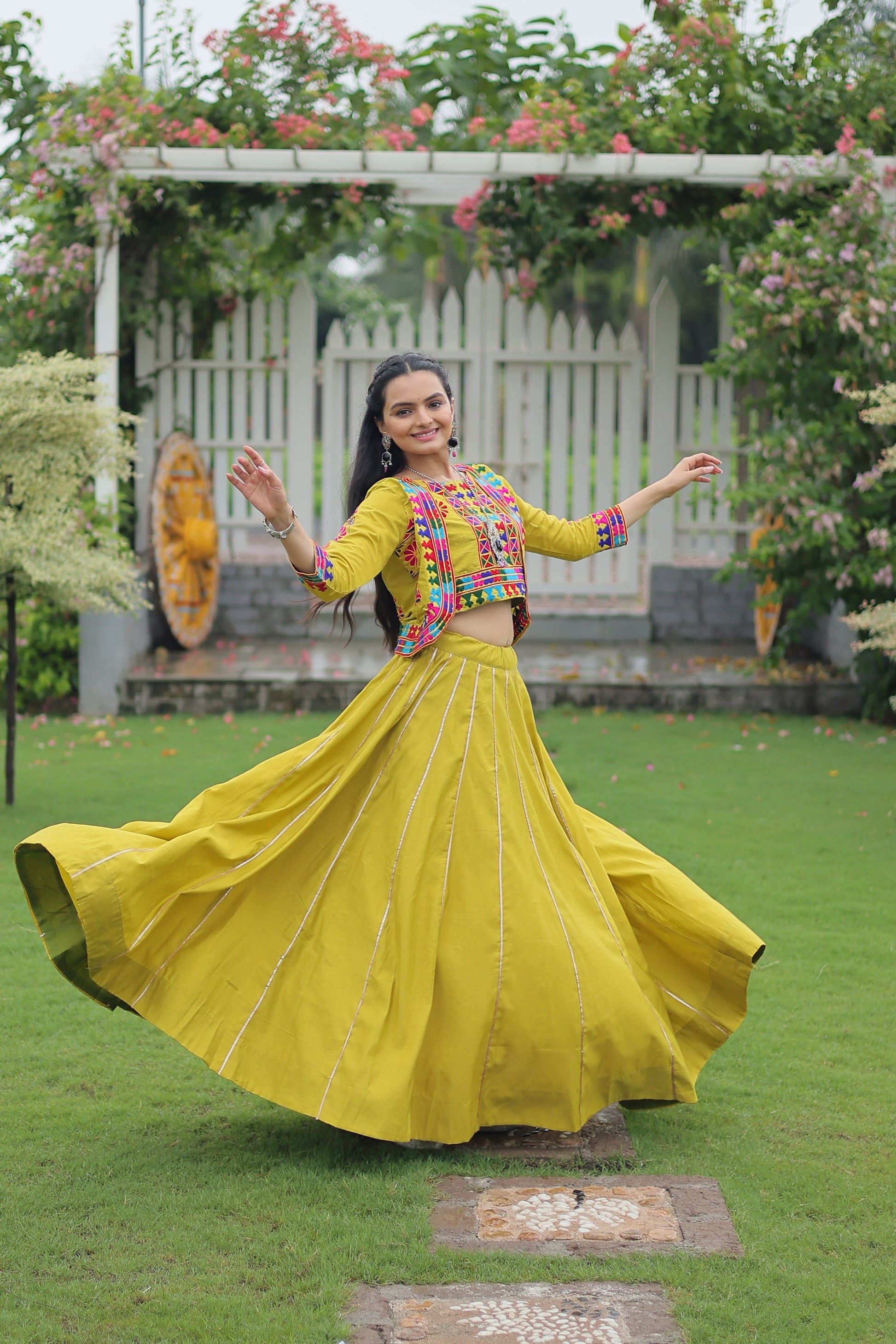 TILTON NAVRATRI SPECIAL GAMTHI EMNBROIDERED LEHENGA CHOLI WITH KOTI
