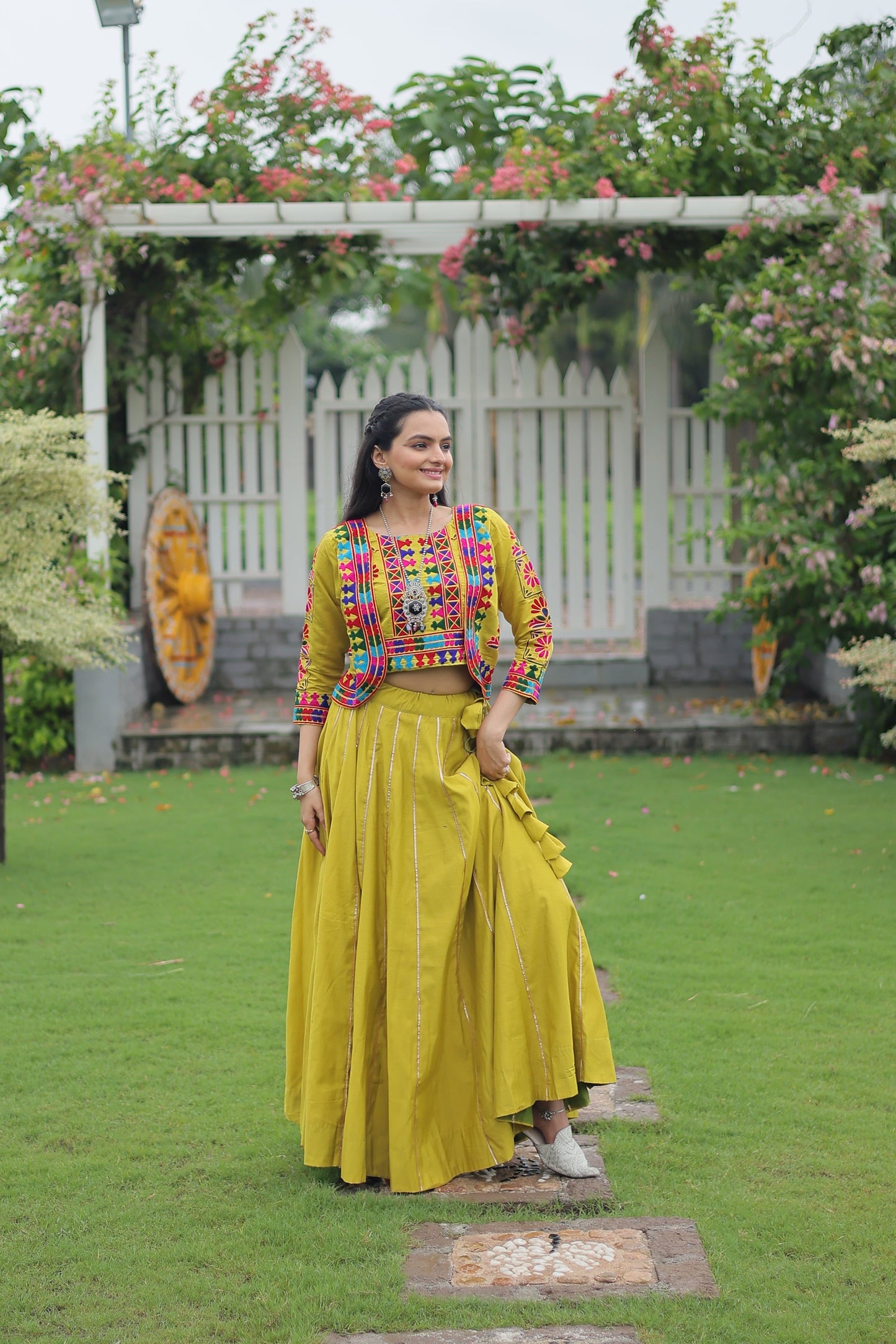 TILTON NAVRATRI SPECIAL GAMTHI EMNBROIDERED LEHENGA CHOLI WITH KOTI