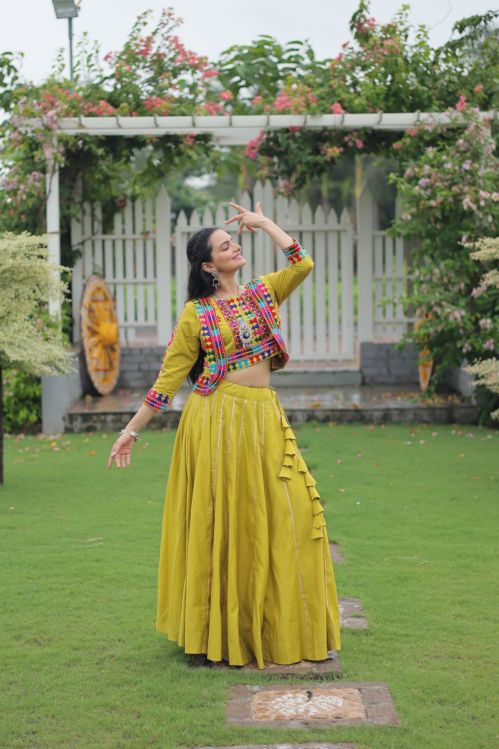 TILTON NAVRATRI SPECIAL GAMTHI EMNBROIDERED LEHENGA CHOLI WITH KOTI