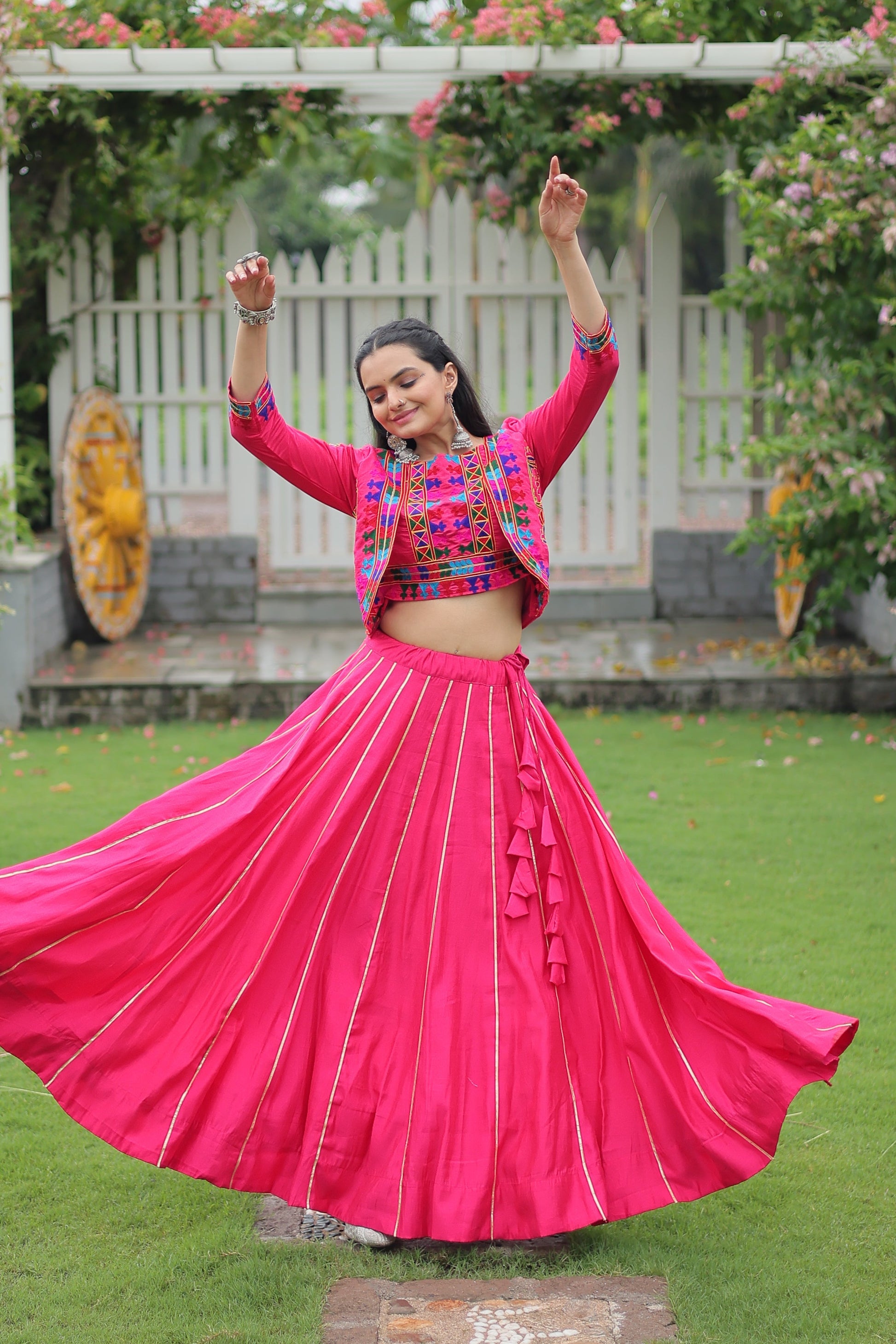 TILTON NAVRATRI SPECIAL GAMTHI EMNBROIDERED LEHENGA CHOLI WITH KOTI