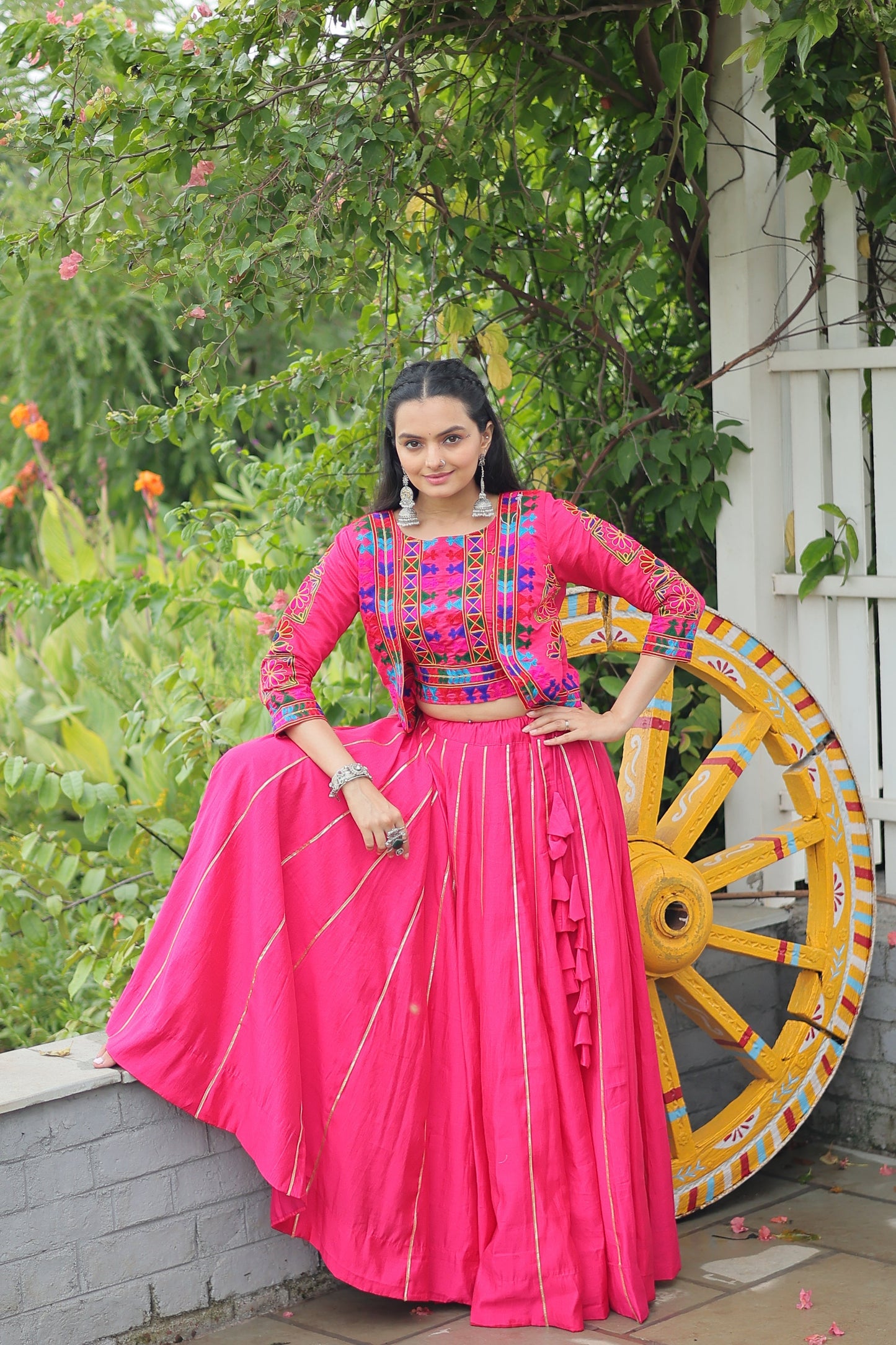 TILTON NAVRATRI SPECIAL GAMTHI EMNBROIDERED LEHENGA CHOLI WITH KOTI
