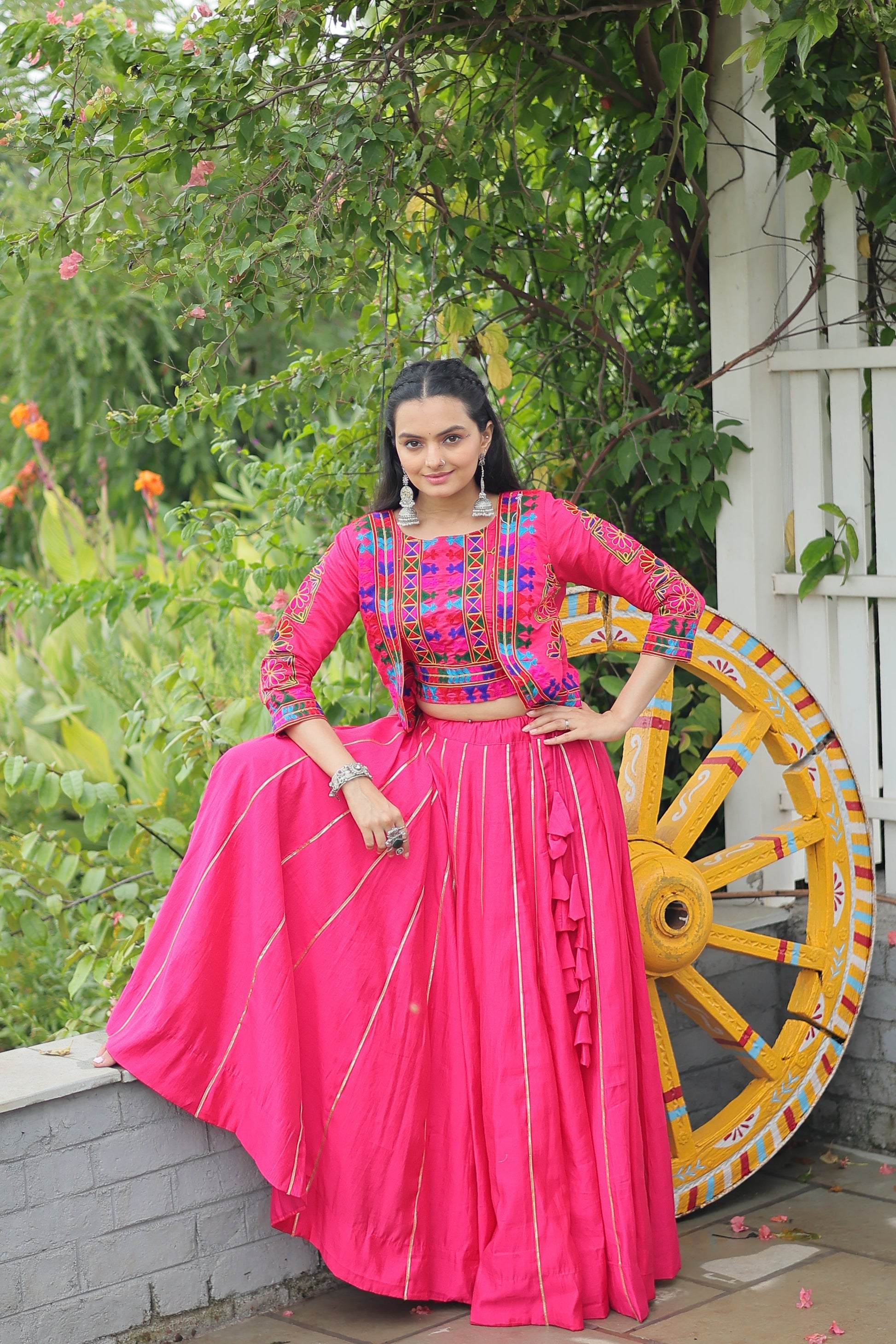 TILTON NAVRATRI SPECIAL GAMTHI EMNBROIDERED LEHENGA CHOLI WITH KOTI