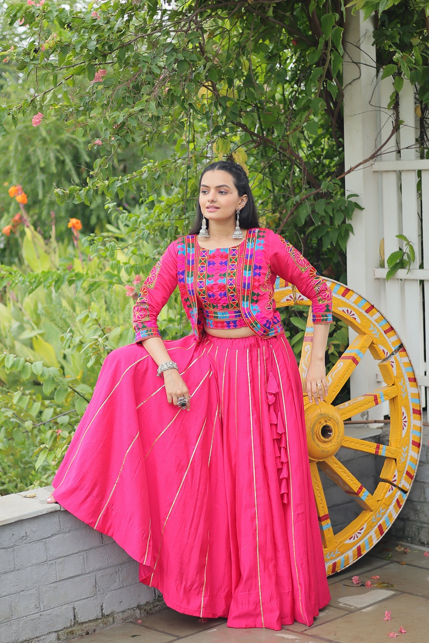 TILTON NAVRATRI SPECIAL GAMTHI EMNBROIDERED LEHENGA CHOLI WITH KOTI