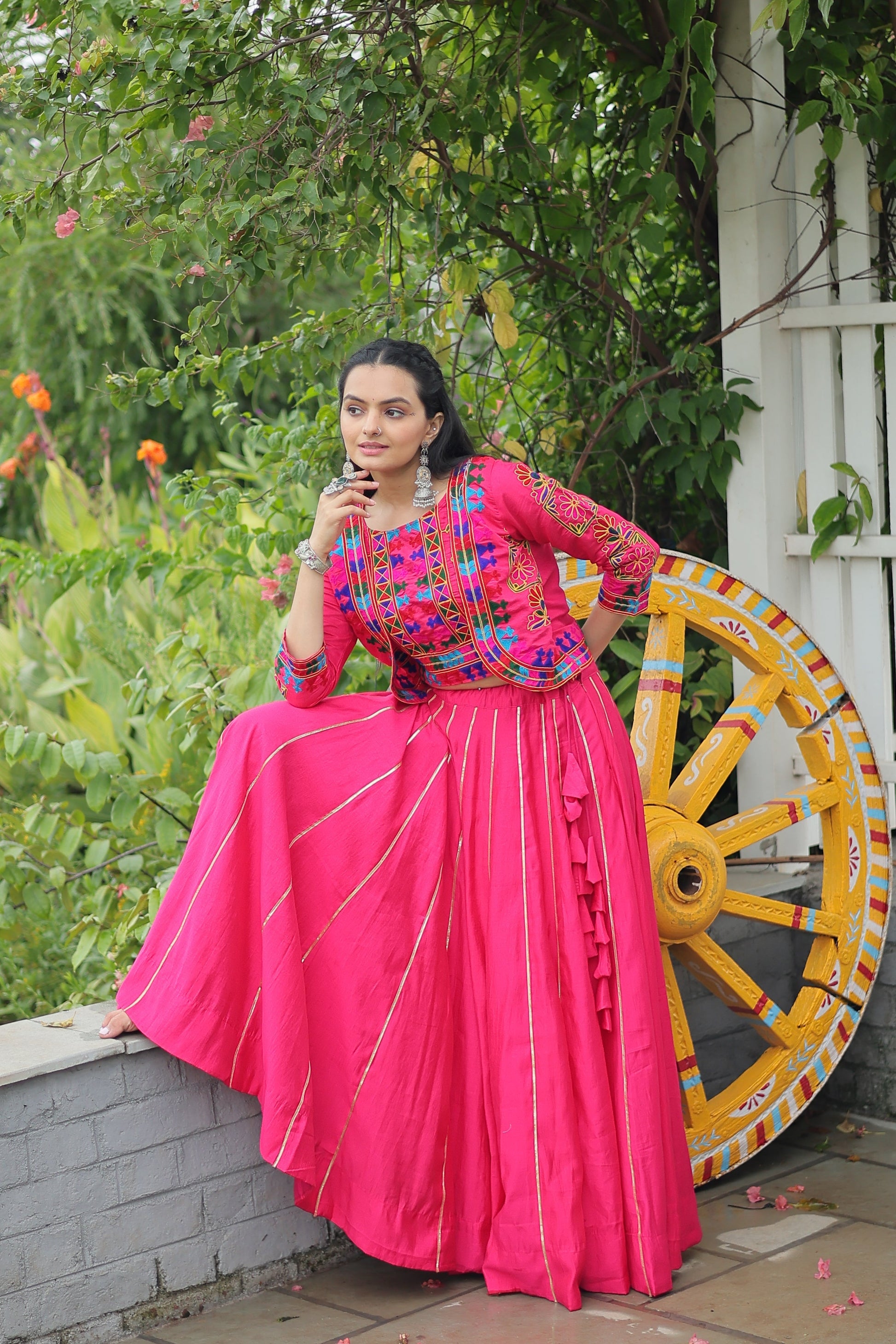 TILTON NAVRATRI SPECIAL GAMTHI EMNBROIDERED LEHENGA CHOLI WITH KOTI