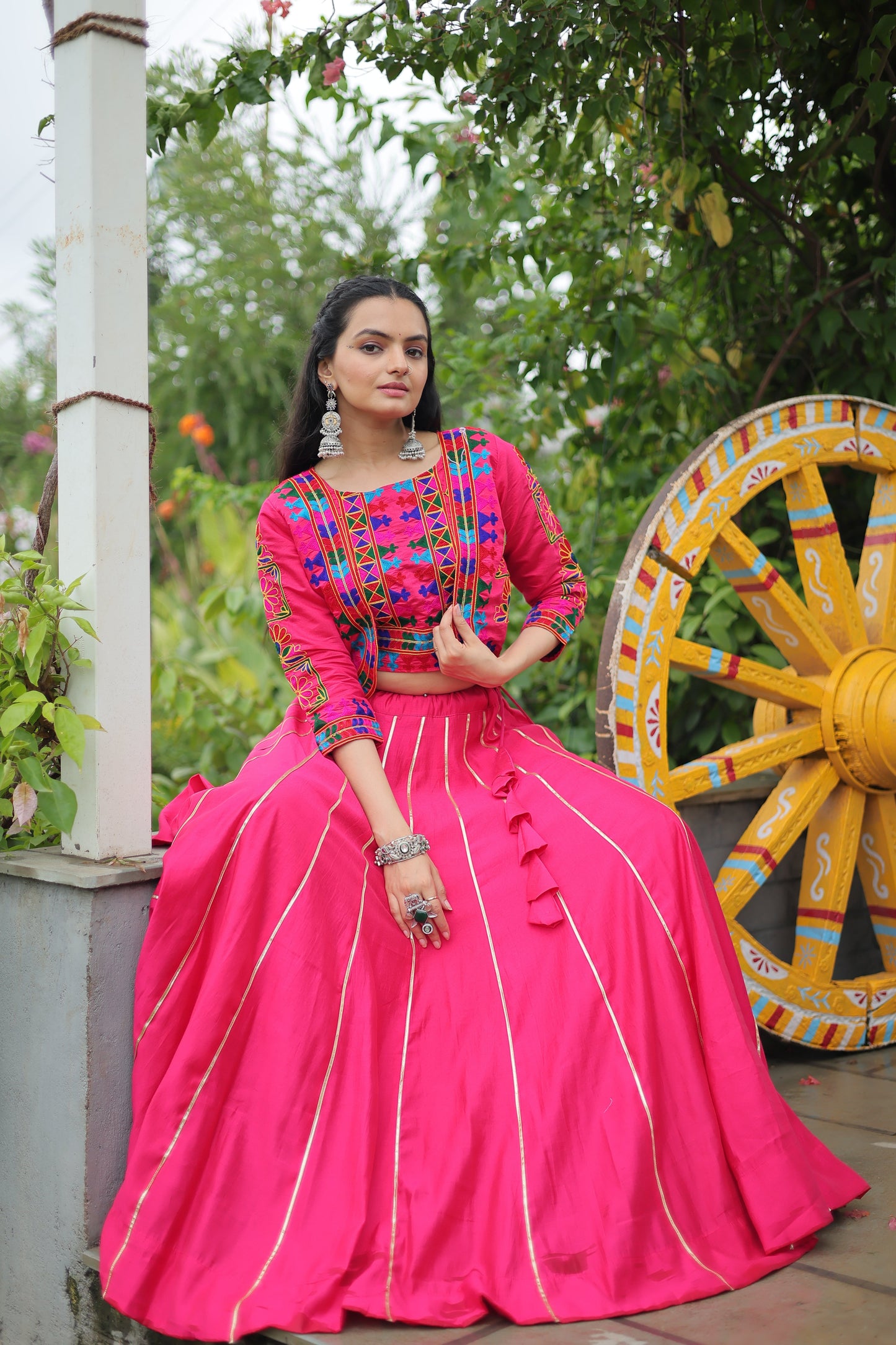 TILTON NAVRATRI SPECIAL GAMTHI EMNBROIDERED LEHENGA CHOLI WITH KOTI
