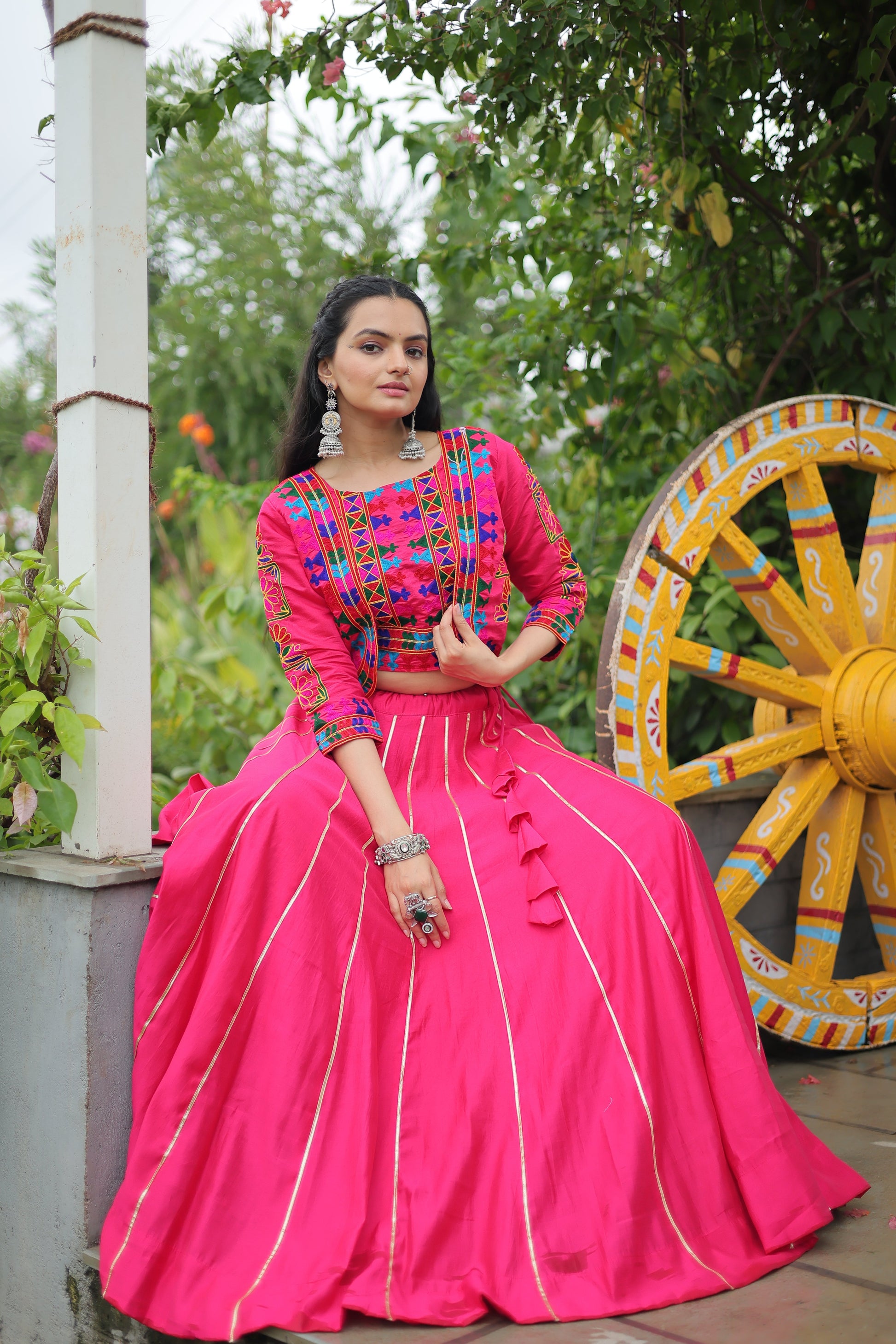 TILTON NAVRATRI SPECIAL GAMTHI EMNBROIDERED LEHENGA CHOLI WITH KOTI