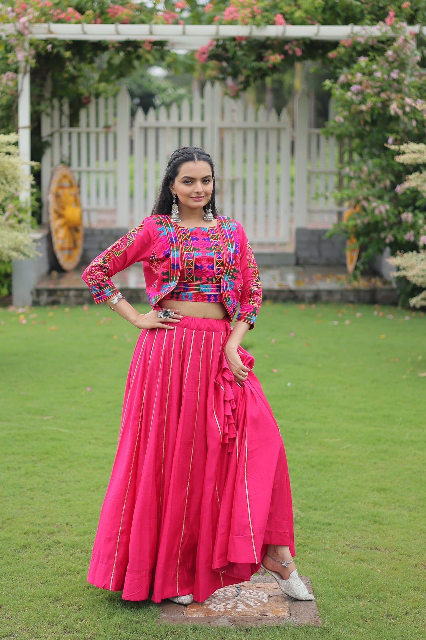 TILTON NAVRATRI SPECIAL GAMTHI EMNBROIDERED LEHENGA CHOLI WITH KOTI