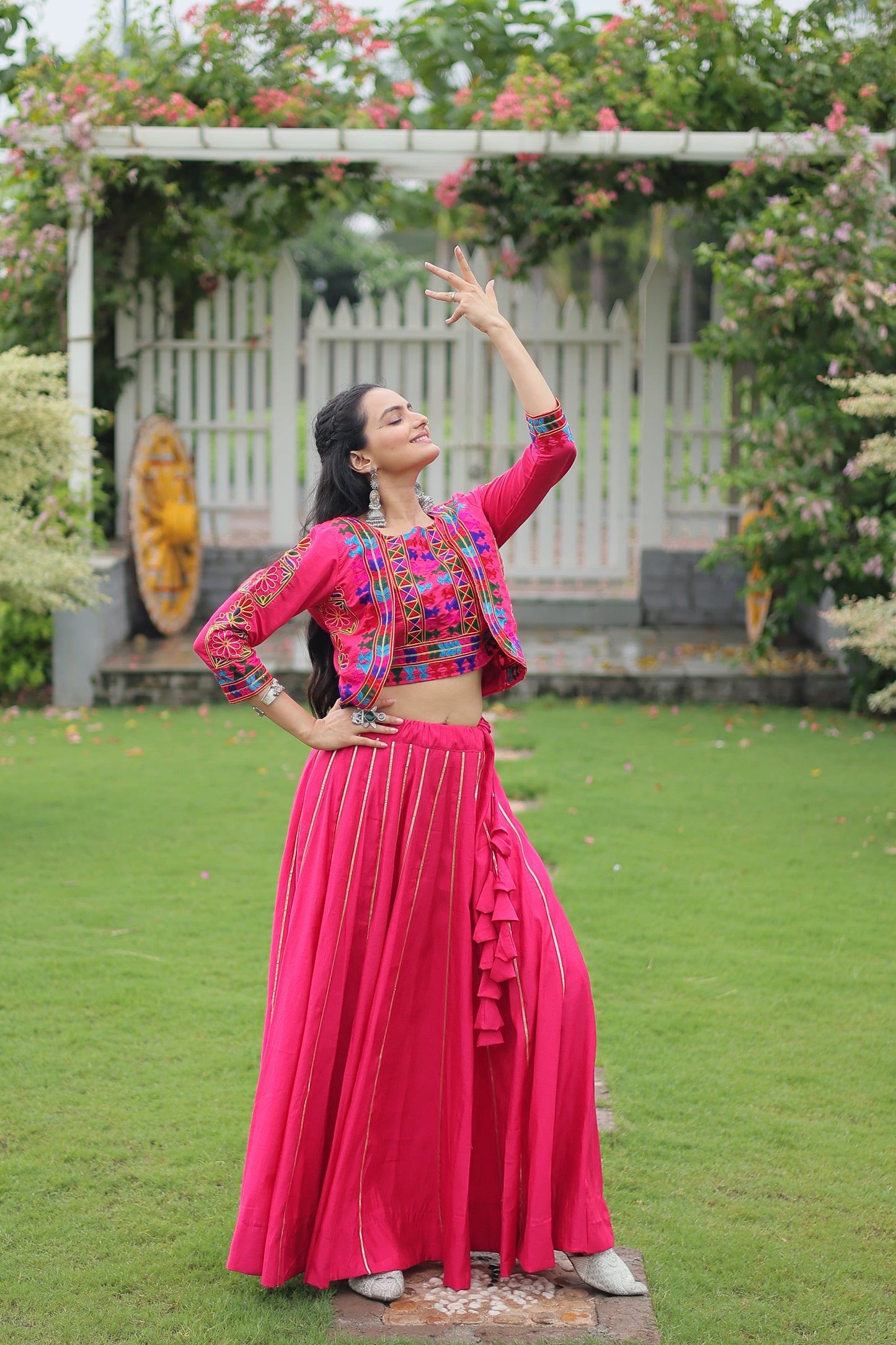 TILTON NAVRATRI SPECIAL GAMTHI EMNBROIDERED LEHENGA CHOLI WITH KOTI