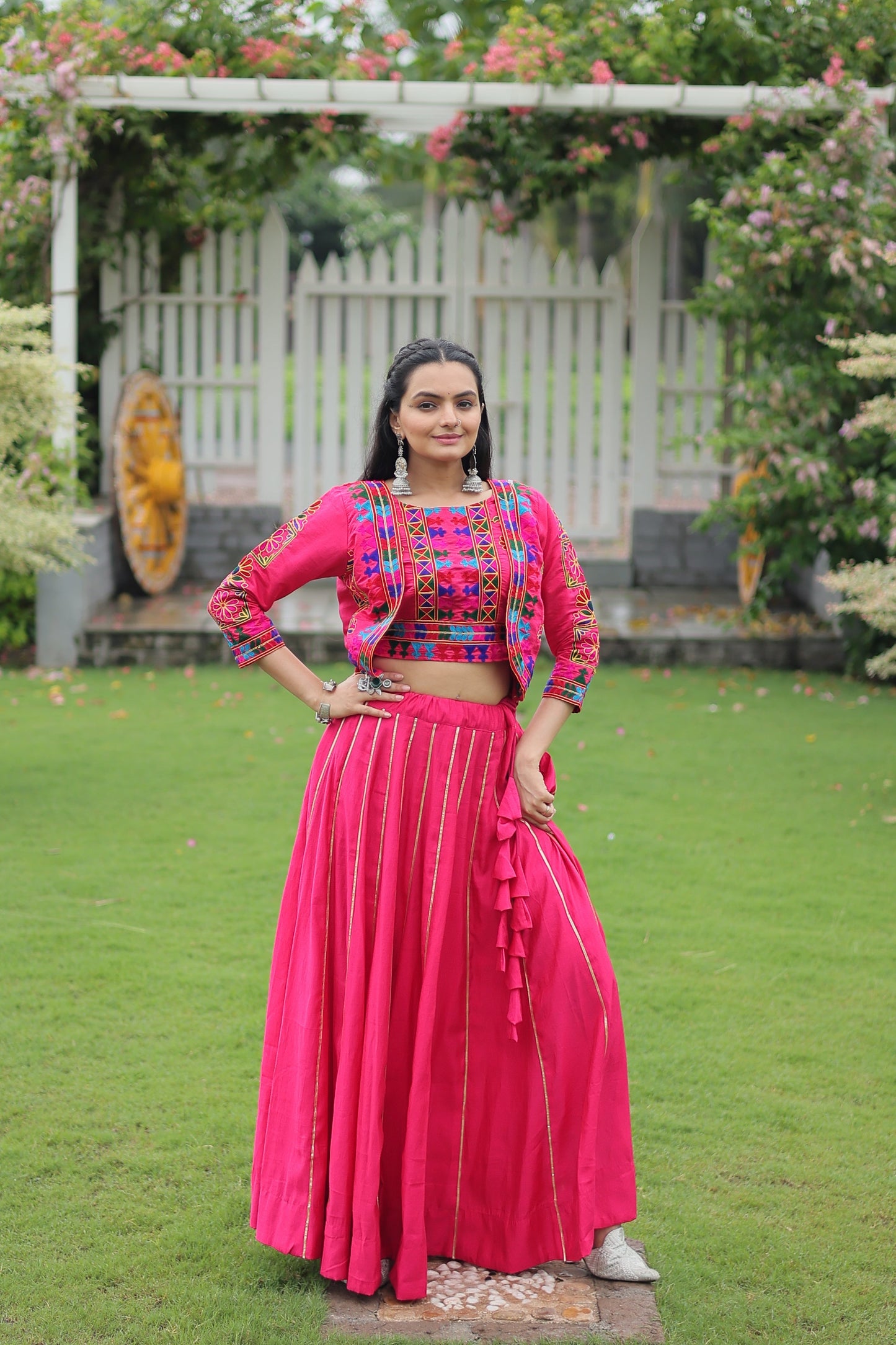 TILTON NAVRATRI SPECIAL GAMTHI EMNBROIDERED LEHENGA CHOLI WITH KOTI