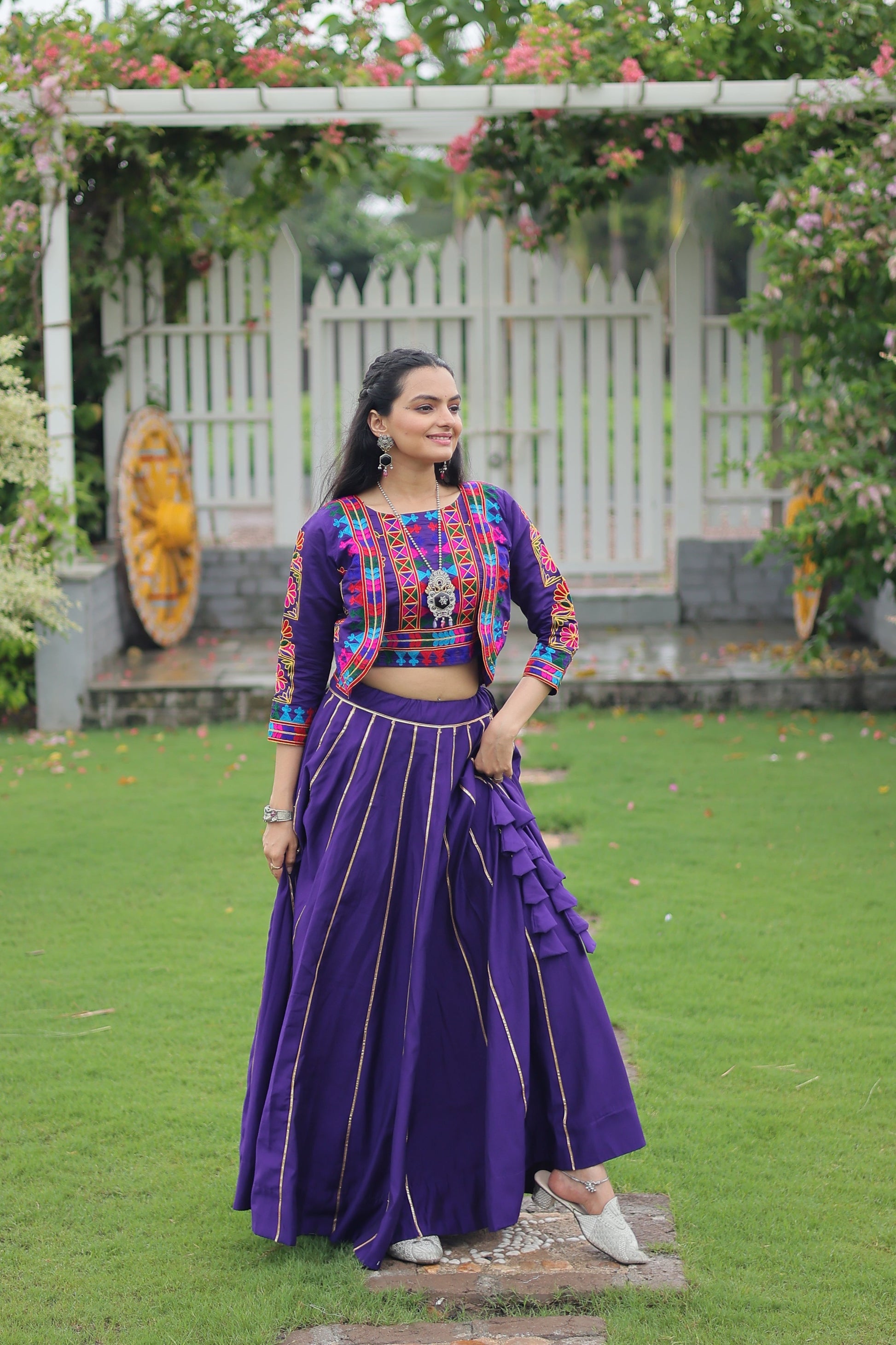 TILTON NAVRATRI SPECIAL GAMTHI EMNBROIDERED LEHENGA CHOLI WITH KOTI