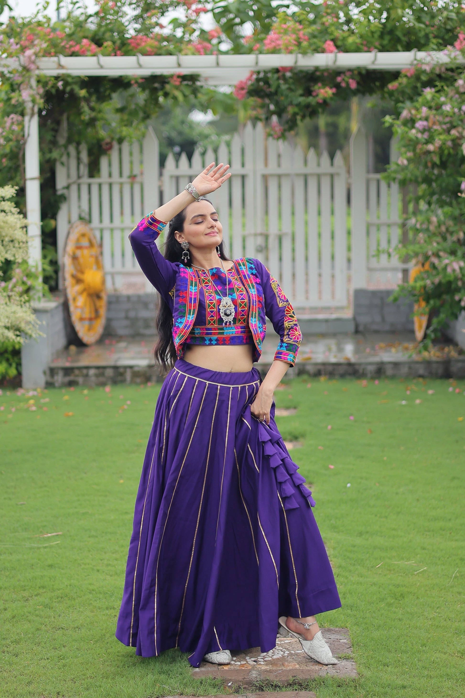 TILTON NAVRATRI SPECIAL GAMTHI EMNBROIDERED LEHENGA CHOLI WITH KOTI