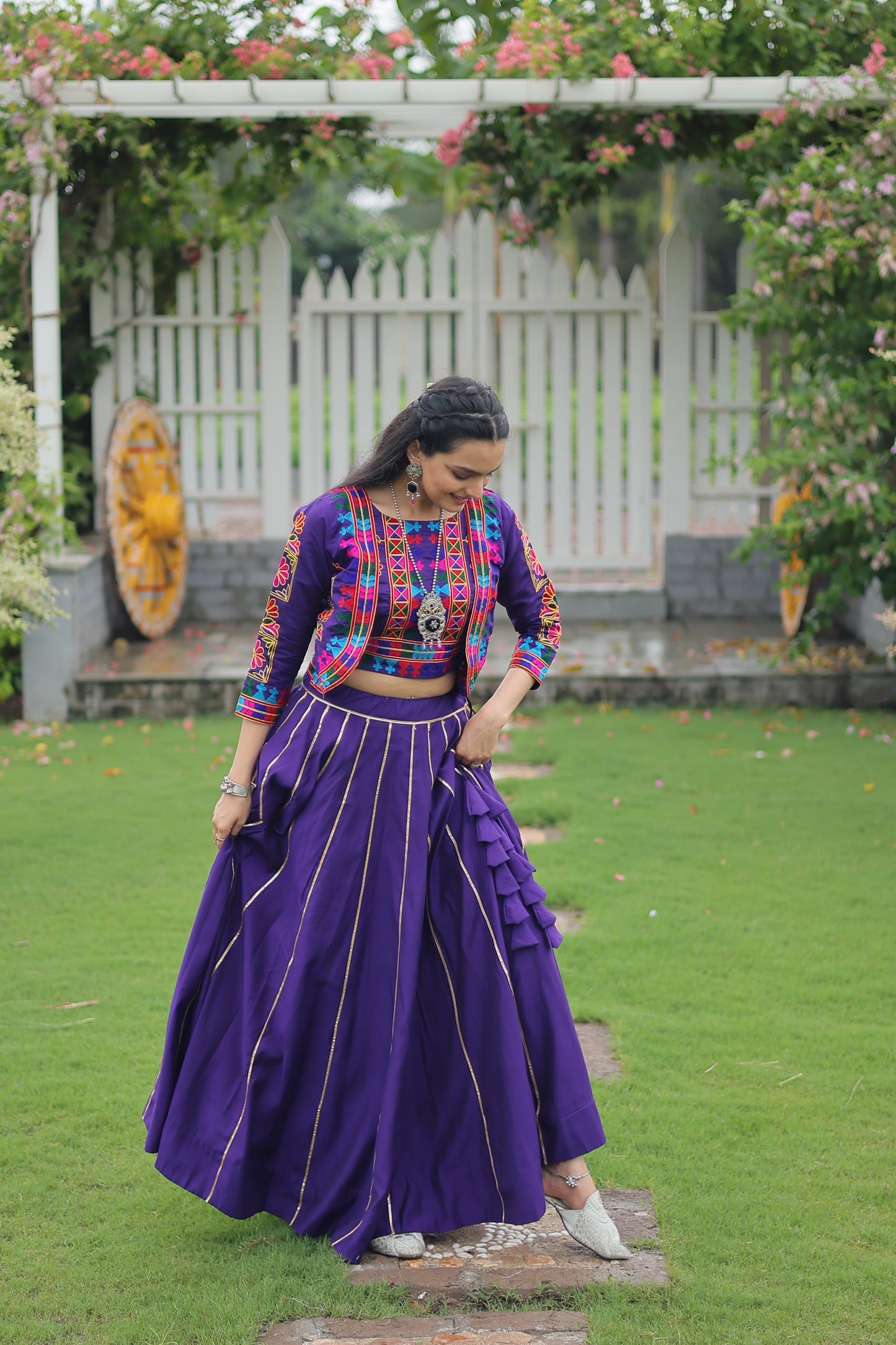 TILTON NAVRATRI SPECIAL GAMTHI EMNBROIDERED LEHENGA CHOLI WITH KOTI