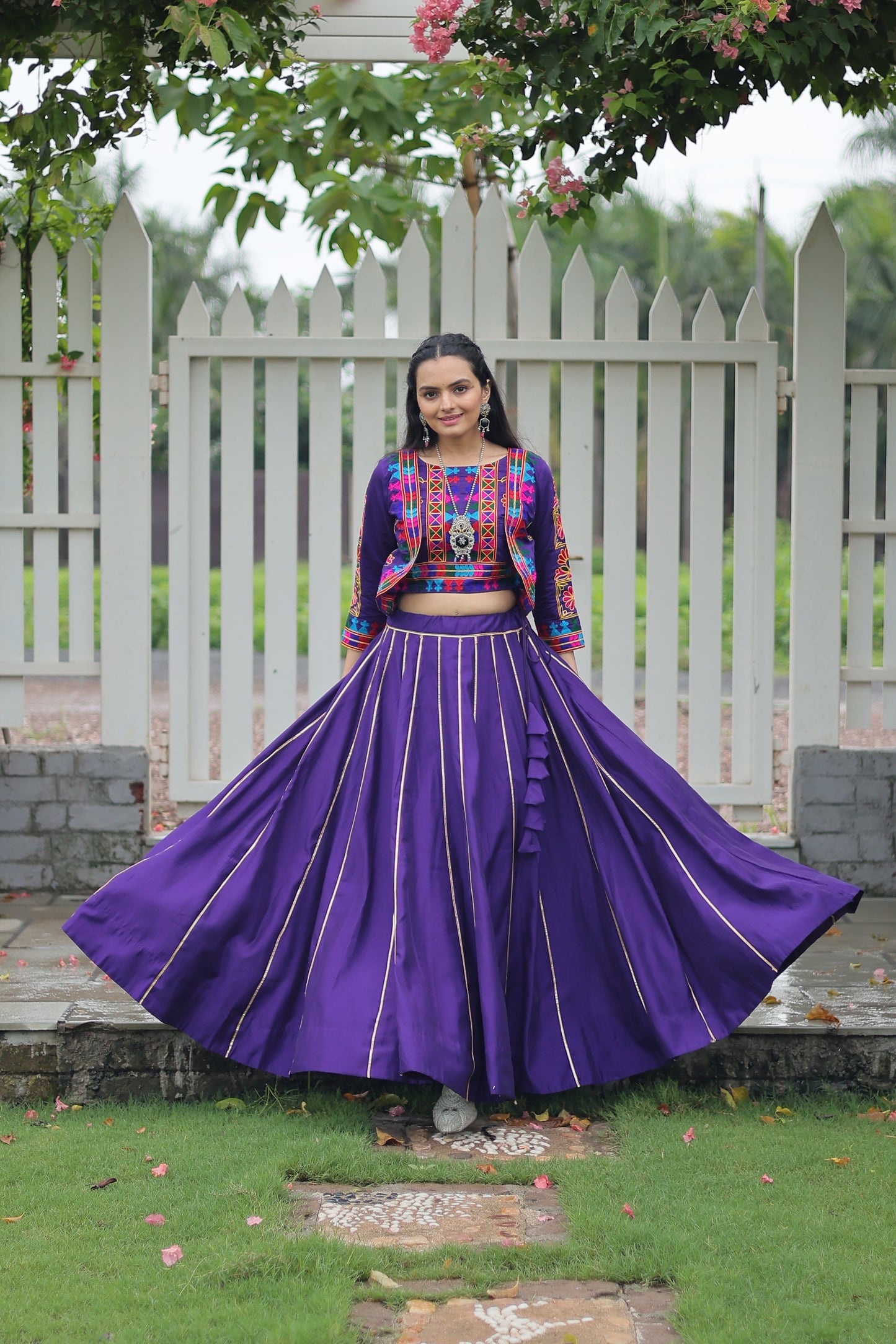 TILTON NAVRATRI SPECIAL GAMTHI EMNBROIDERED LEHENGA CHOLI WITH KOTI