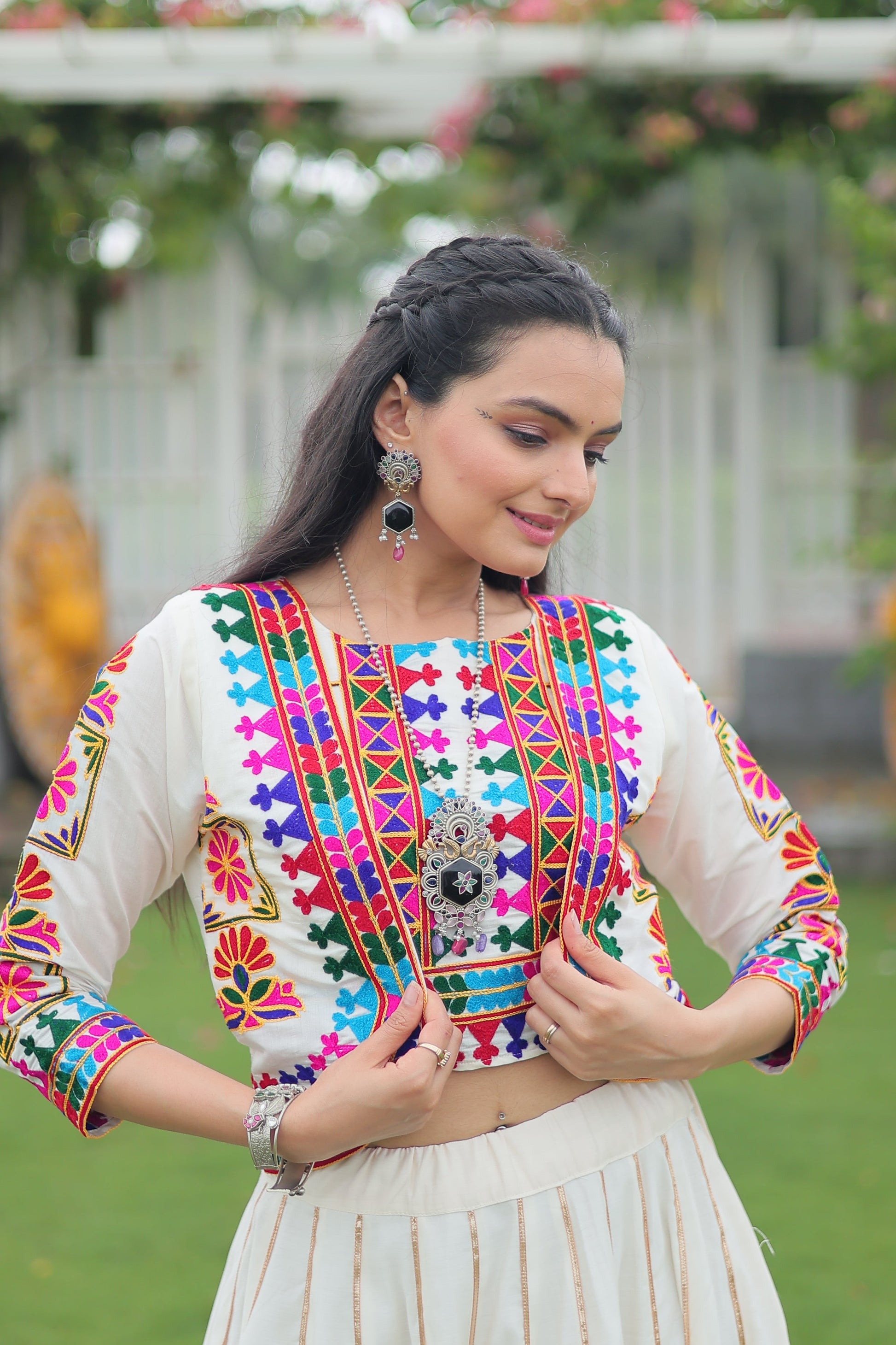 TILTON NAVRATRI SPECIAL GAMTHI EMNBROIDERED LEHENGA CHOLI WITH KOTI