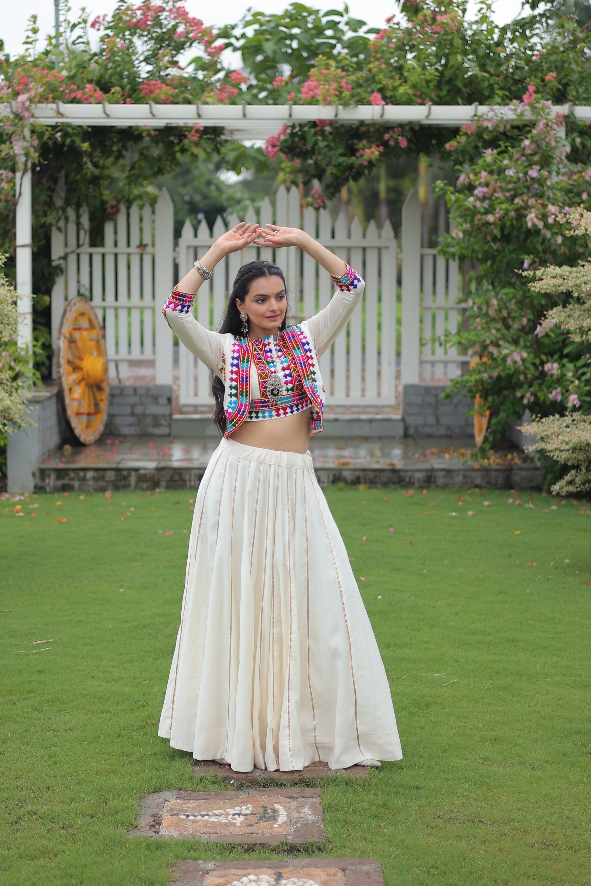 TILTON NAVRATRI SPECIAL GAMTHI EMNBROIDERED LEHENGA CHOLI WITH KOTI