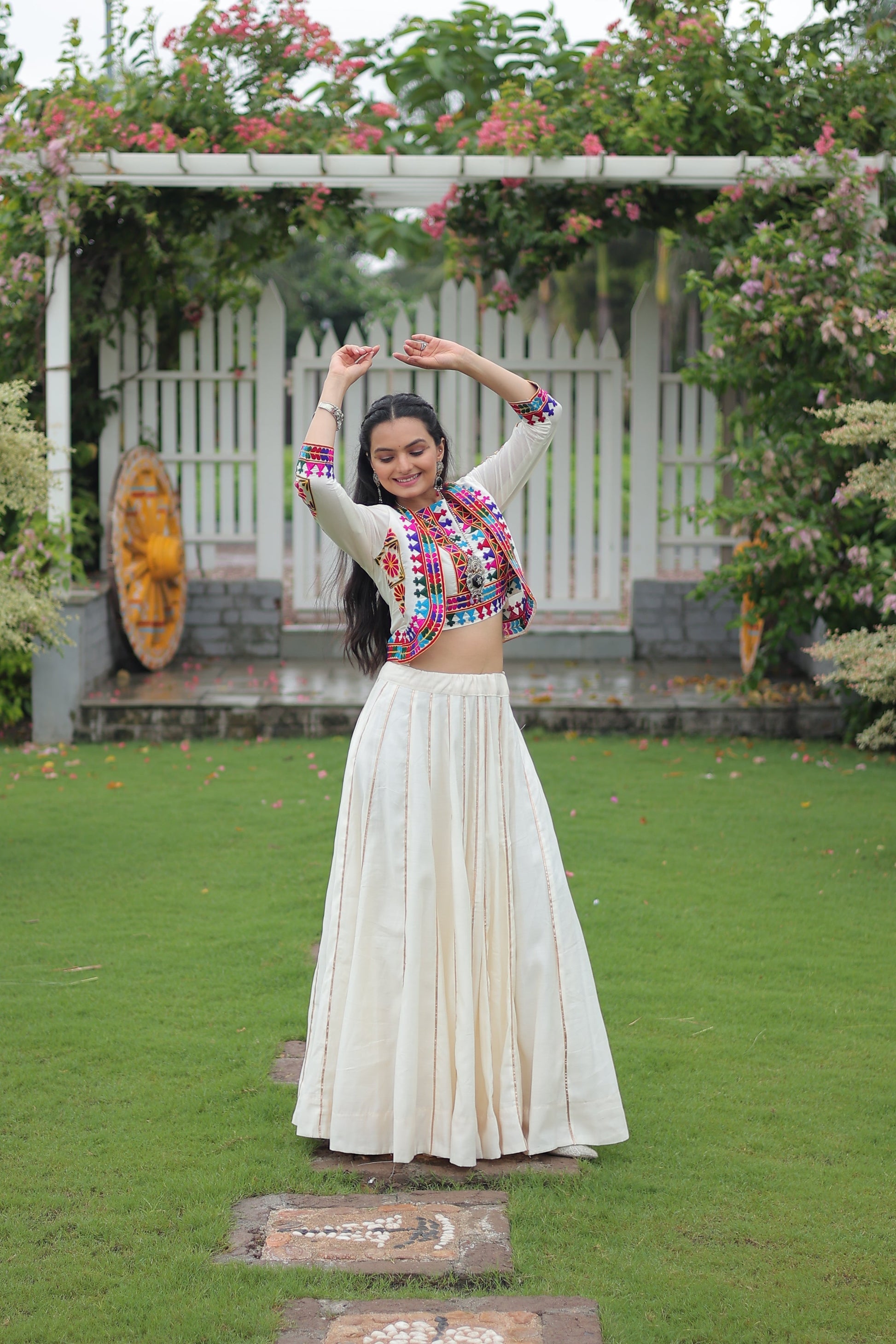 TILTON NAVRATRI SPECIAL GAMTHI EMNBROIDERED LEHENGA CHOLI WITH KOTI