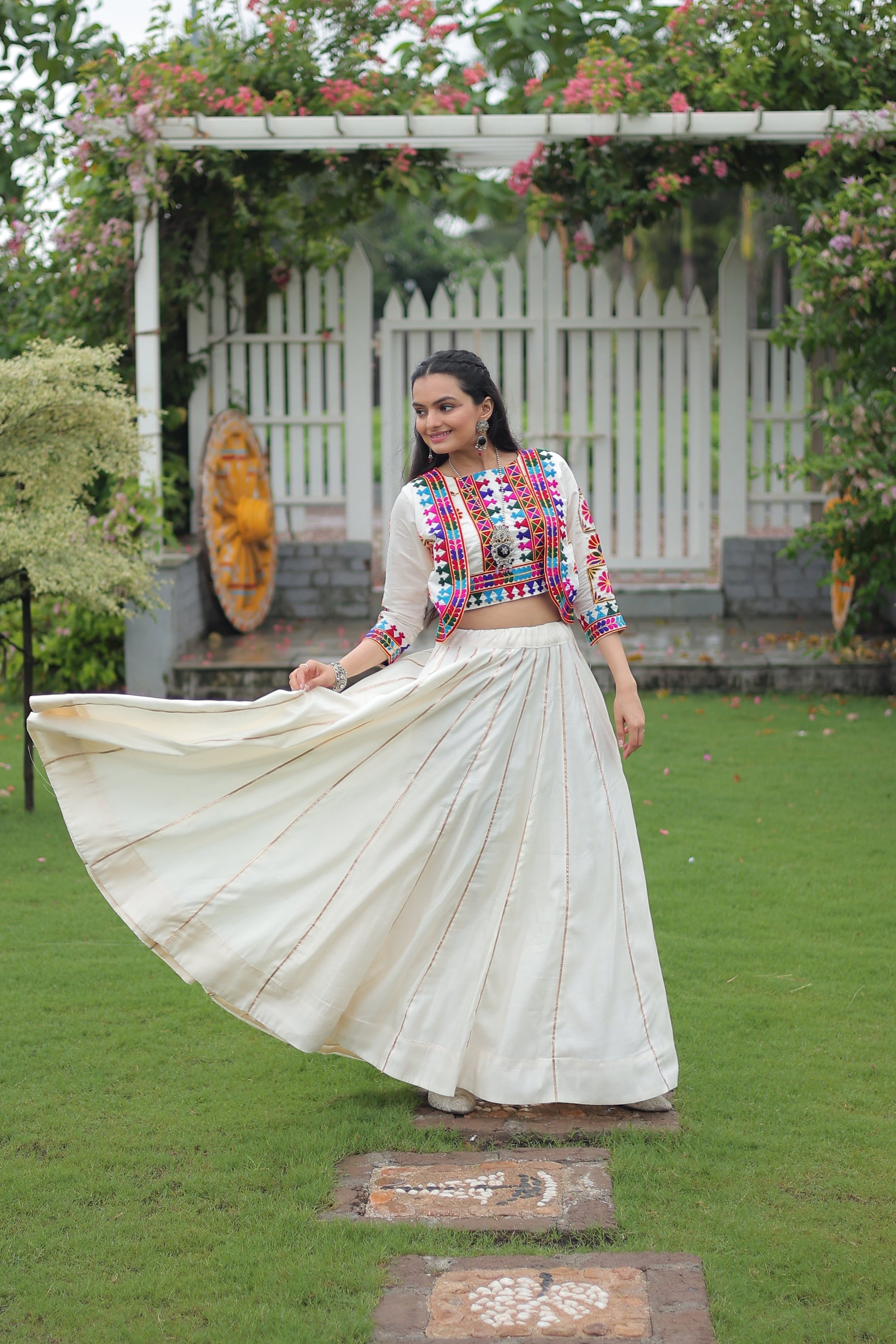 TILTON NAVRATRI SPECIAL GAMTHI EMNBROIDERED LEHENGA CHOLI WITH KOTI
