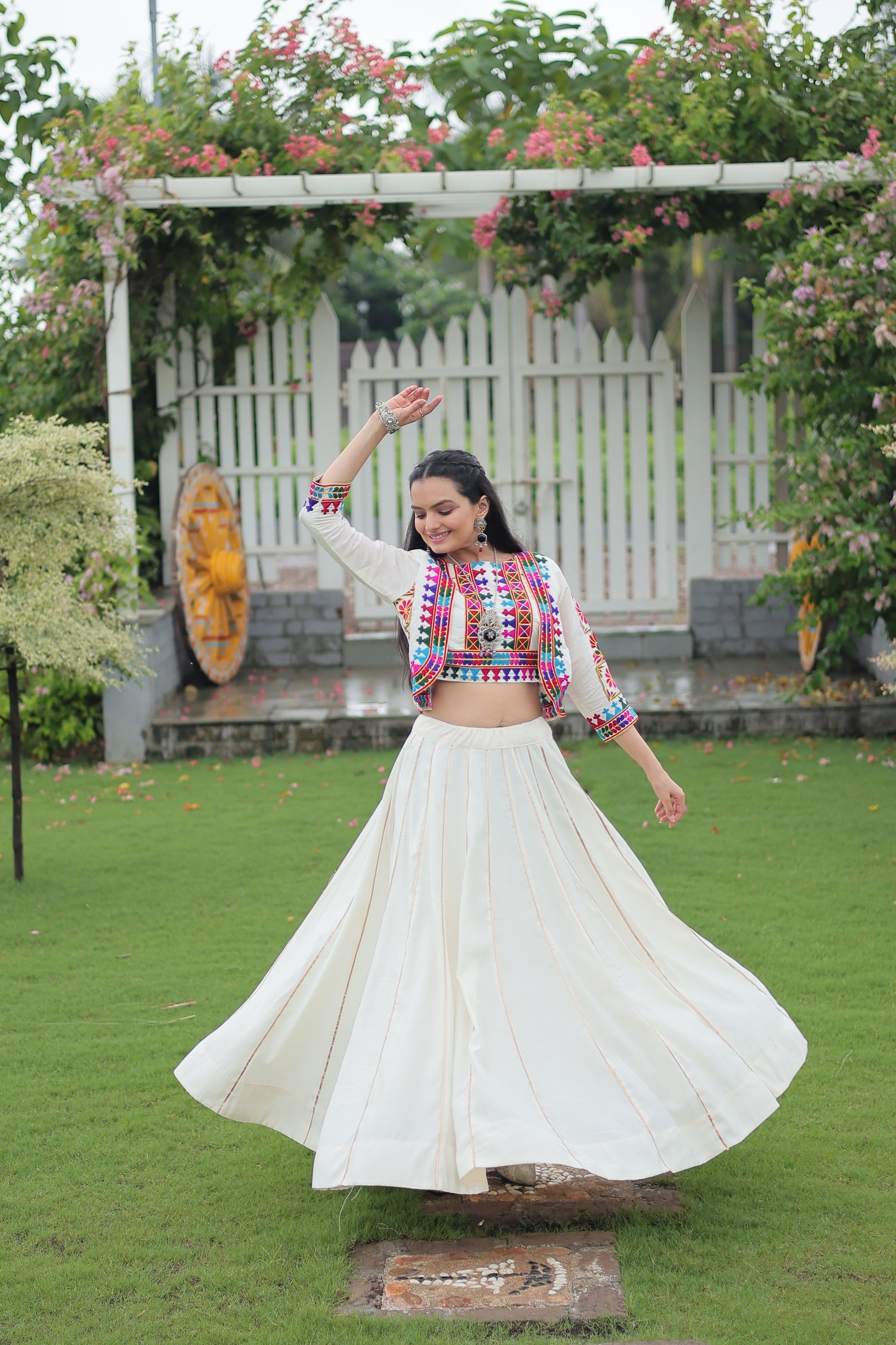 TILTON NAVRATRI SPECIAL GAMTHI EMNBROIDERED LEHENGA CHOLI WITH KOTI