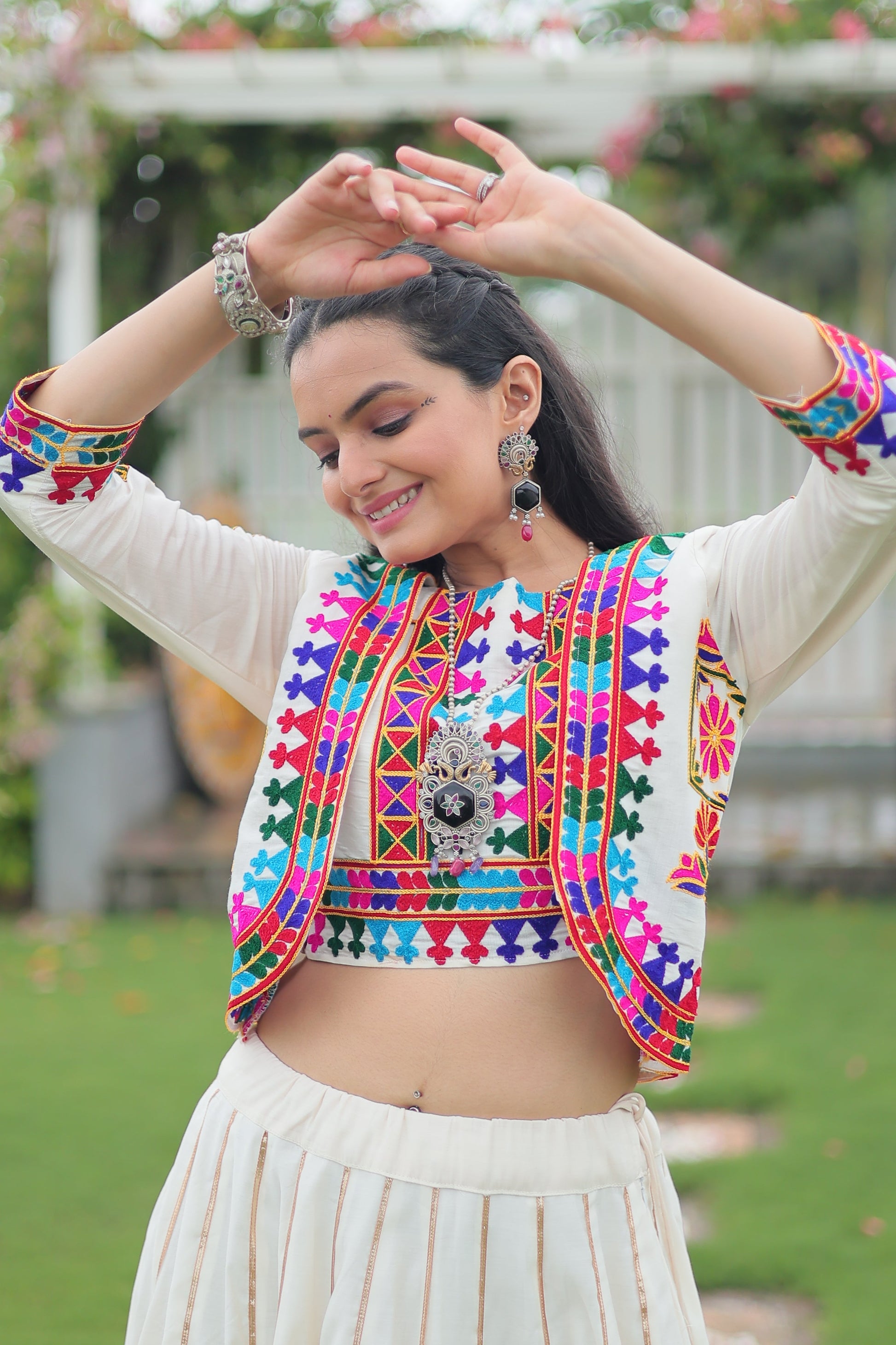 TILTON NAVRATRI SPECIAL GAMTHI EMNBROIDERED LEHENGA CHOLI WITH KOTI