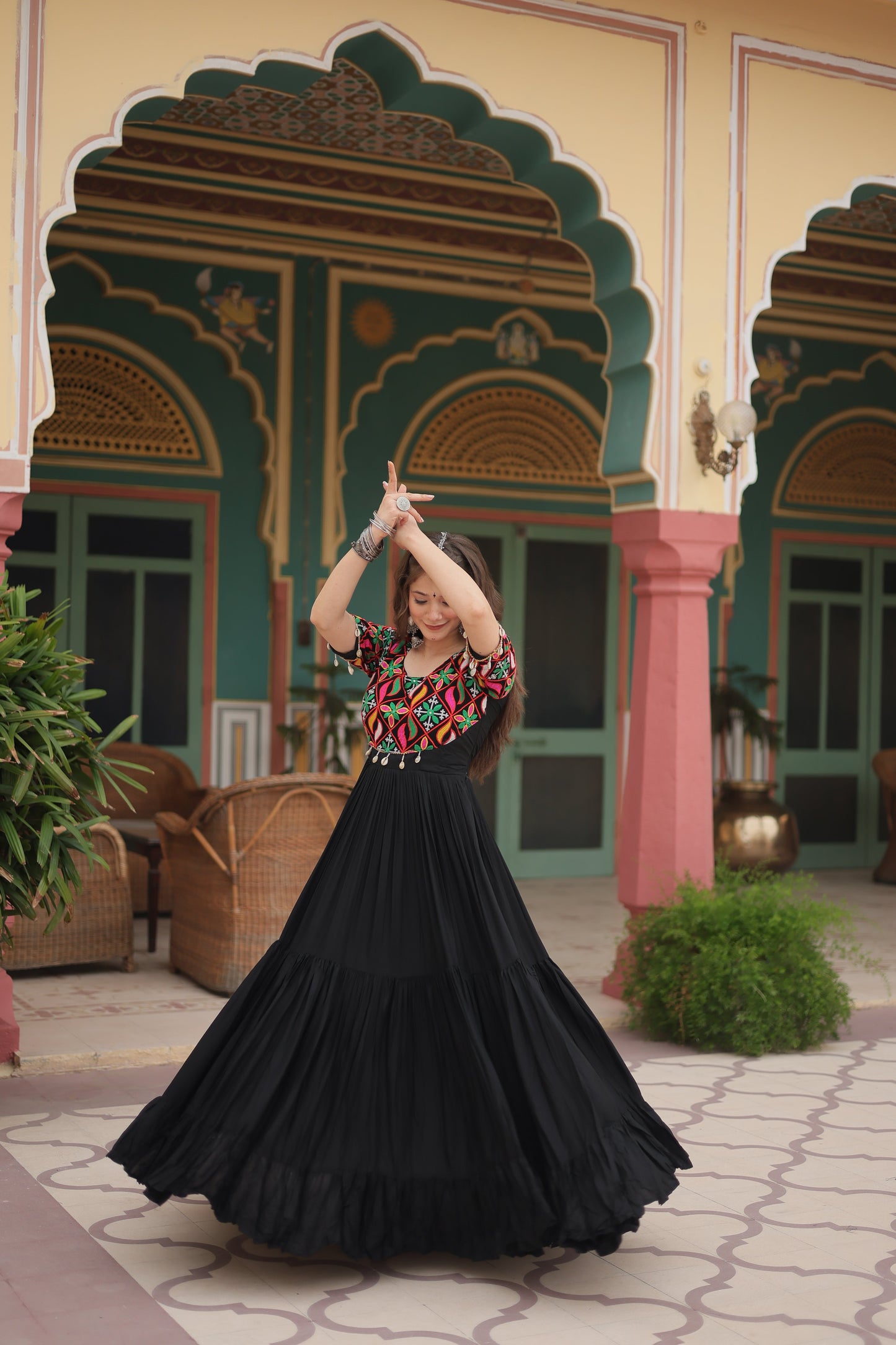 TILTON NAVRATRI SPECIAL RAYON GAMTHI WORK GOWN