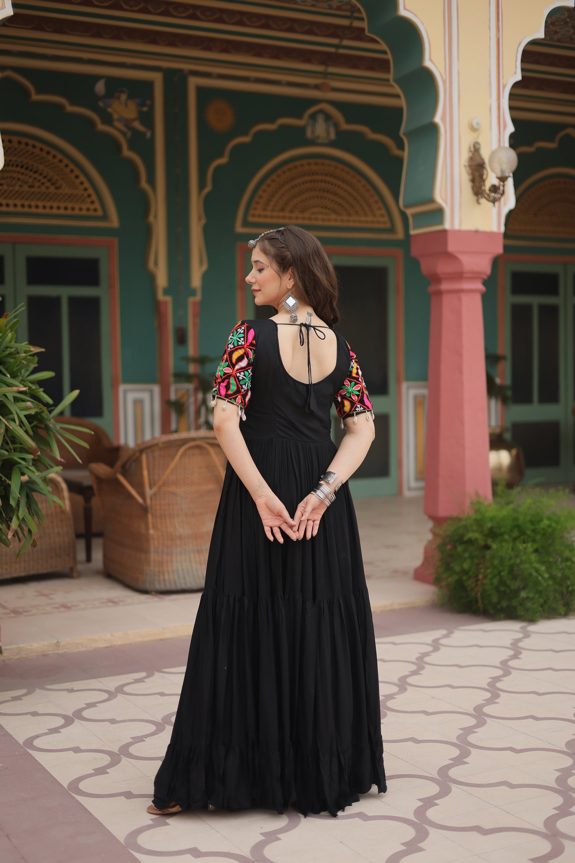 TILTON NAVRATRI SPECIAL RAYON GAMTHI WORK GOWN