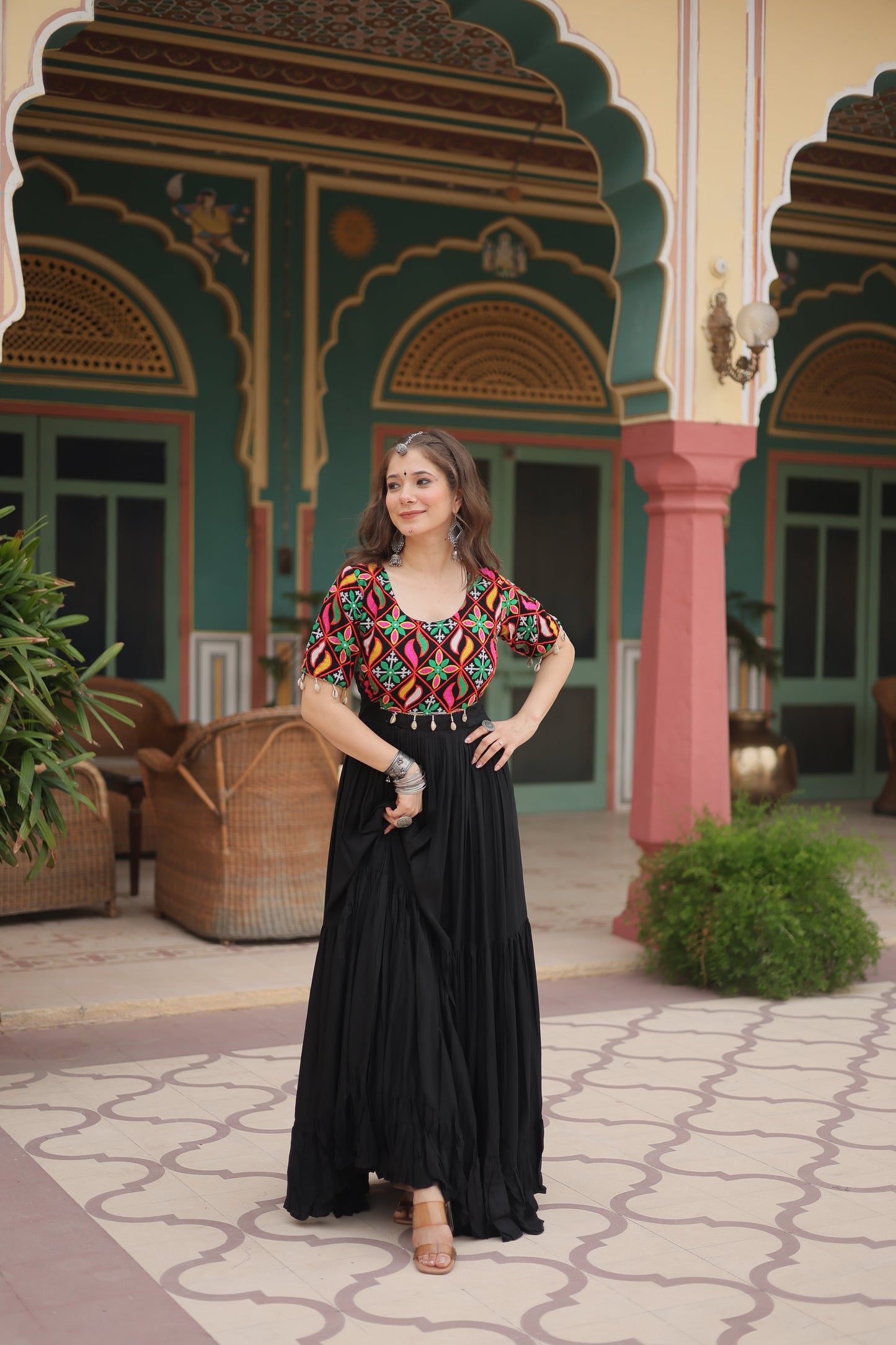 TILTON NAVRATRI SPECIAL RAYON GAMTHI WORK GOWN