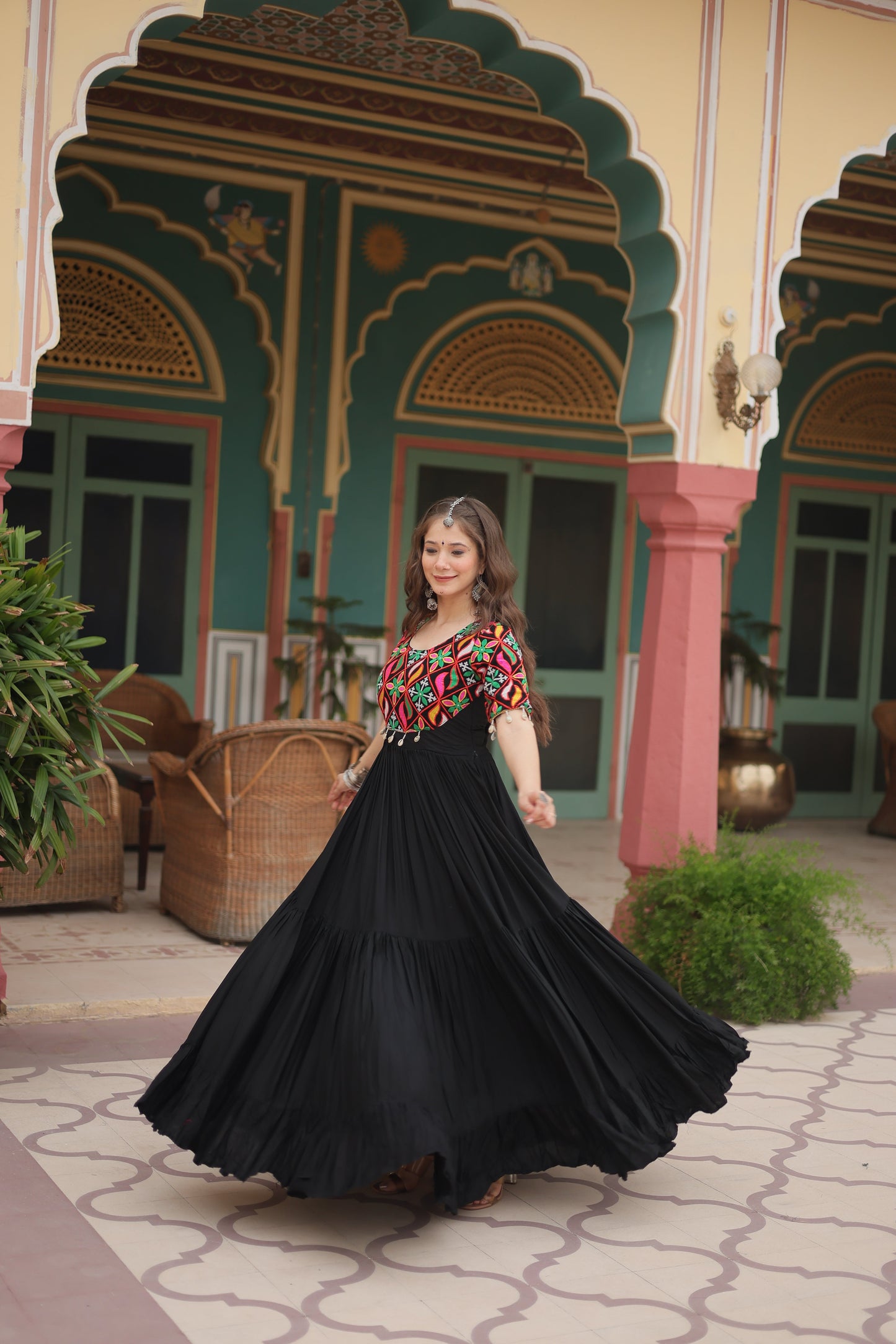 TILTON NAVRATRI SPECIAL RAYON GAMTHI WORK GOWN