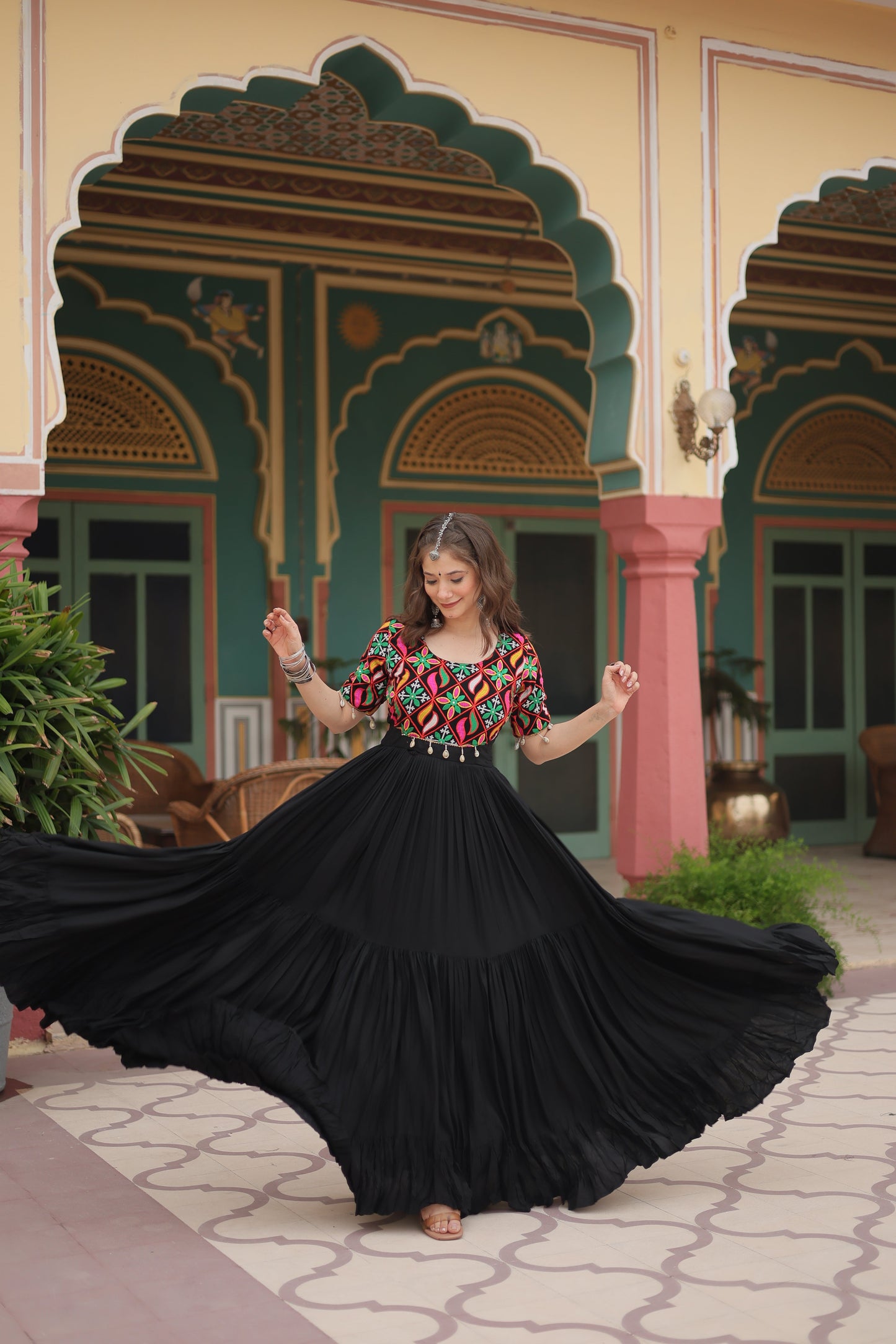 TILTON NAVRATRI SPECIAL RAYON GAMTHI WORK GOWN