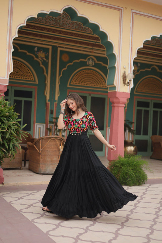 TILTON NAVRATRI SPECIAL RAYON GAMTHI WORK GOWN