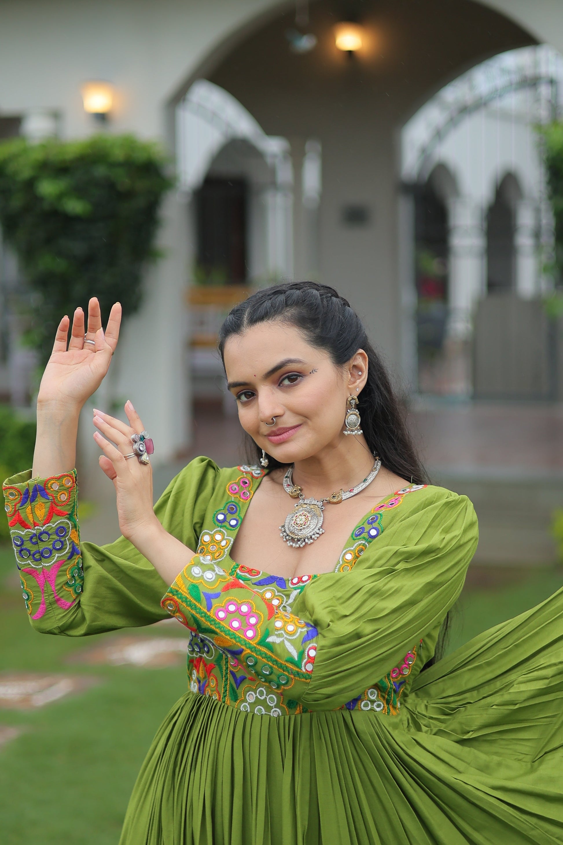 TILTON NAVRATRI SPECIAL GAMTHI KUTCHI WORK RAYON GOWN