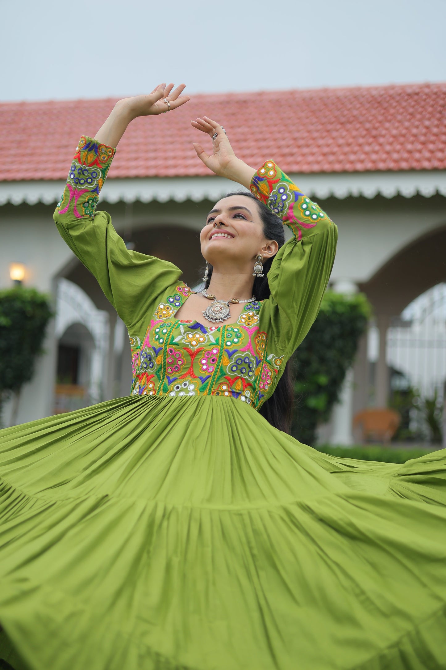 TILTON NAVRATRI SPECIAL GAMTHI KUTCHI WORK RAYON GOWN